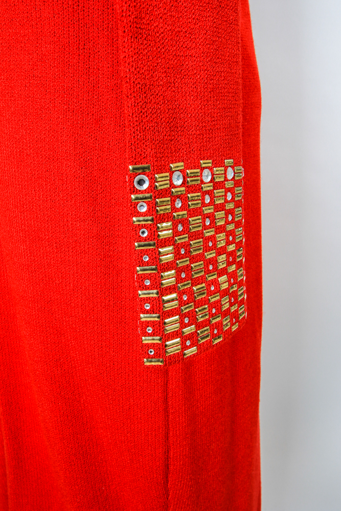 Vintage St. John by Marie Gray Embellished Red Knit Dress