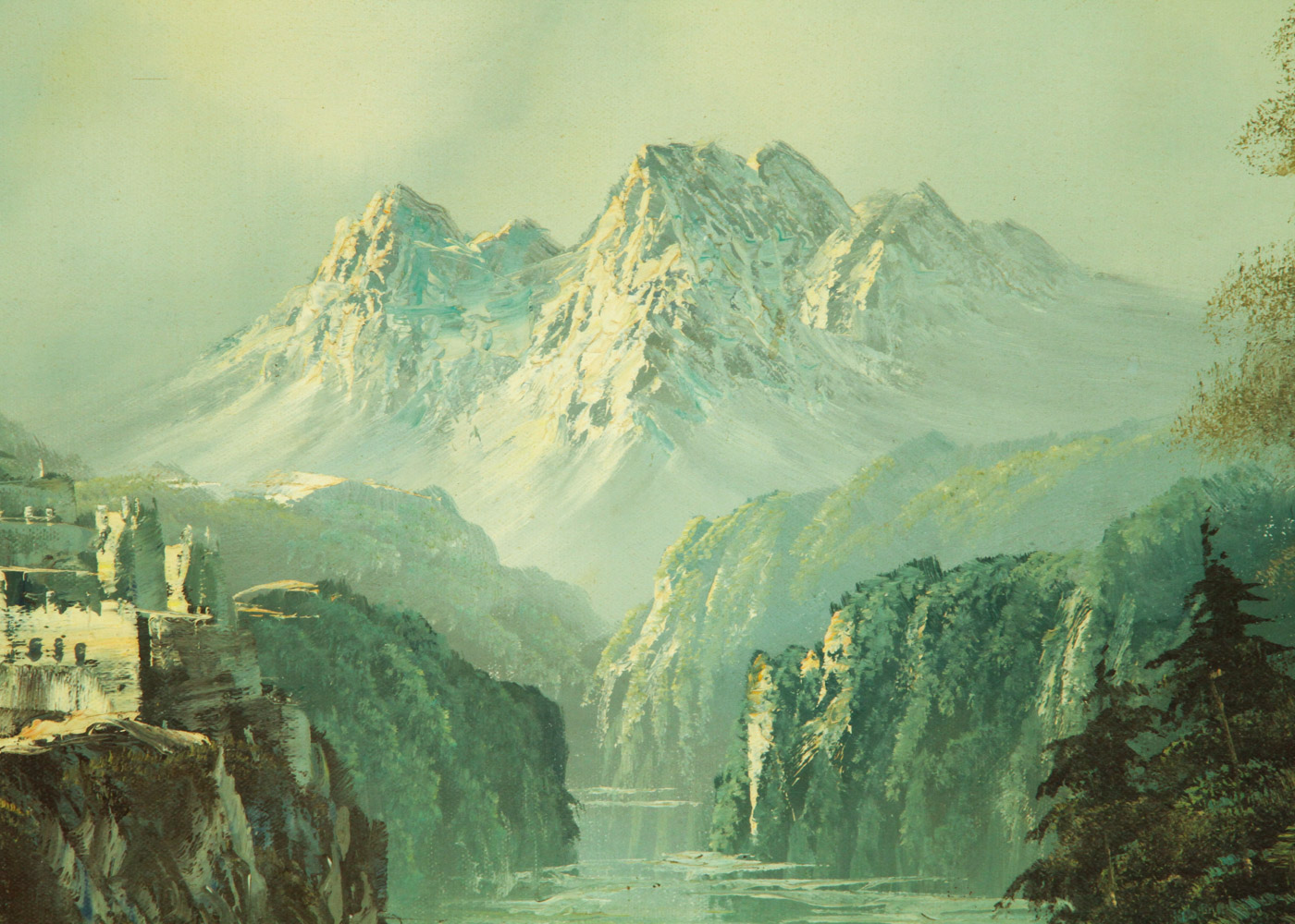 H. Wilson Oil Painting of a Landscape with a Castle