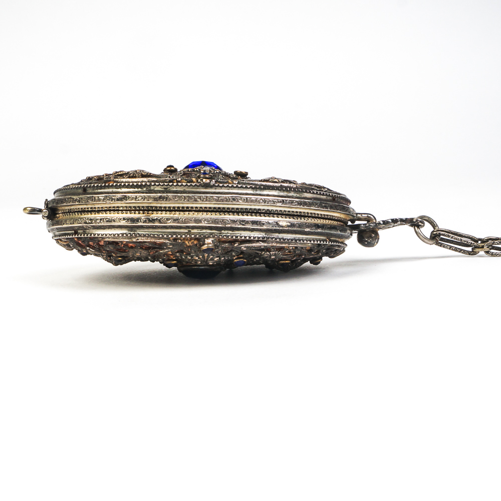 Antique Victorian Embellished Silver Plated Wristlet Purse