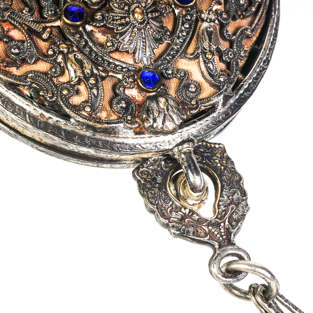 Antique Victorian Embellished Silver Plated Wristlet Purse