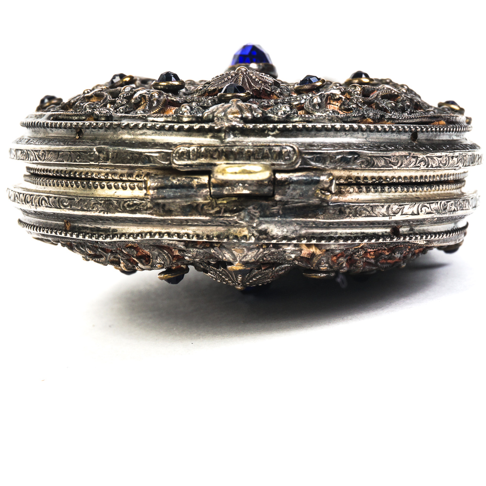 Antique Victorian Embellished Silver Plated Wristlet Purse