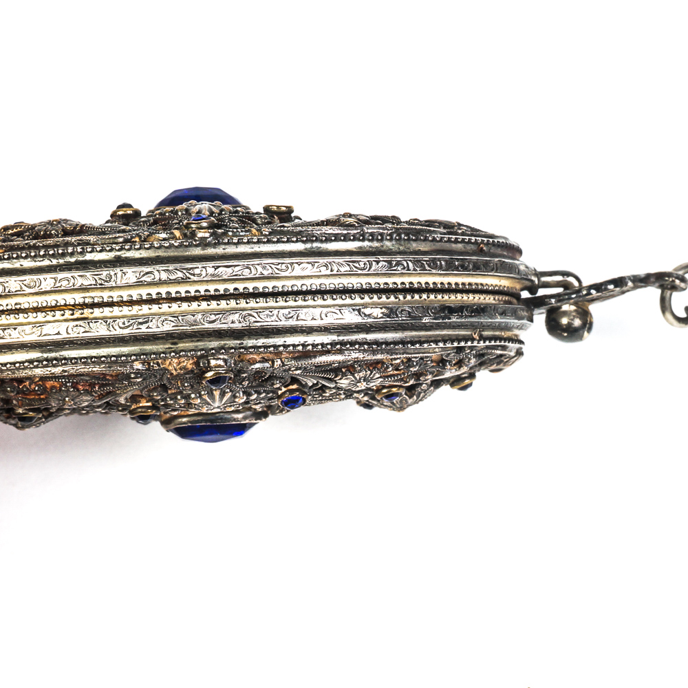 Antique Victorian Embellished Silver Plated Wristlet Purse