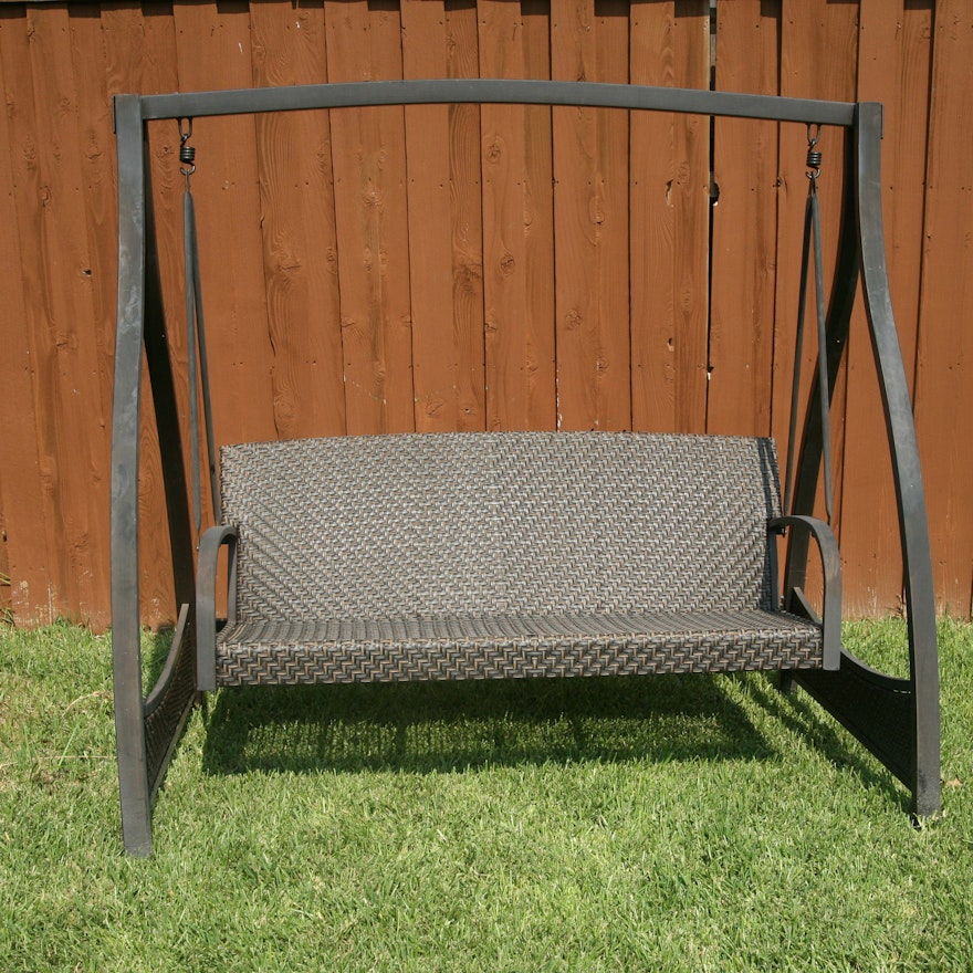 Woven Porch Swing with Metal Stand