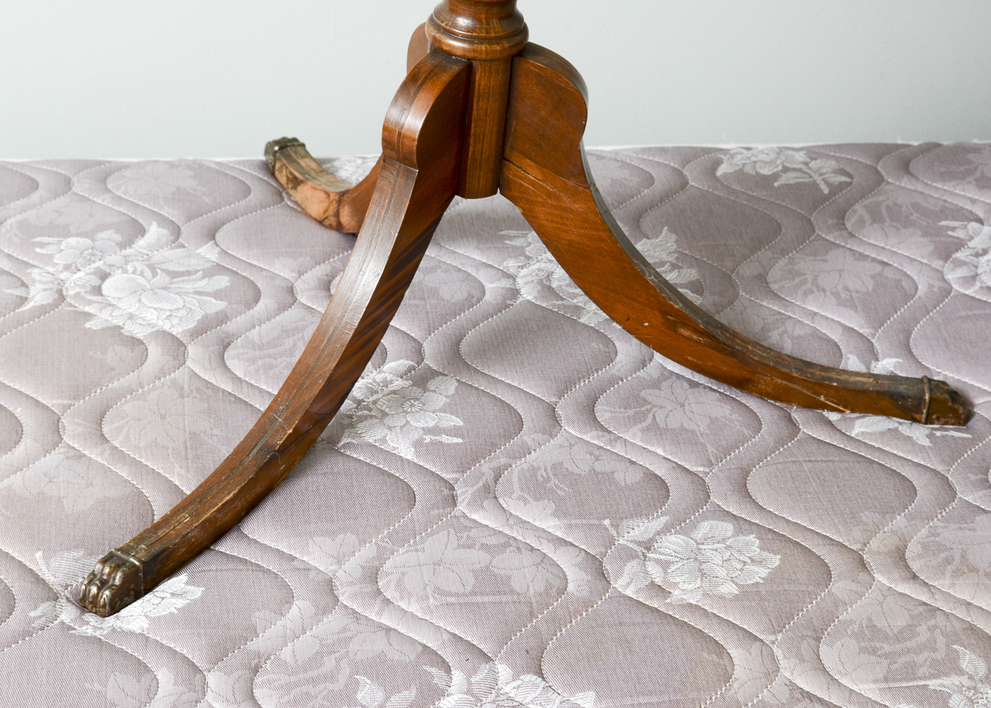 Vintage Wood Double Bed Frame and Pedestal Side Table