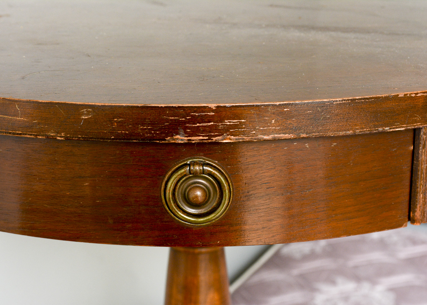 Vintage Wood Double Bed Frame and Pedestal Side Table