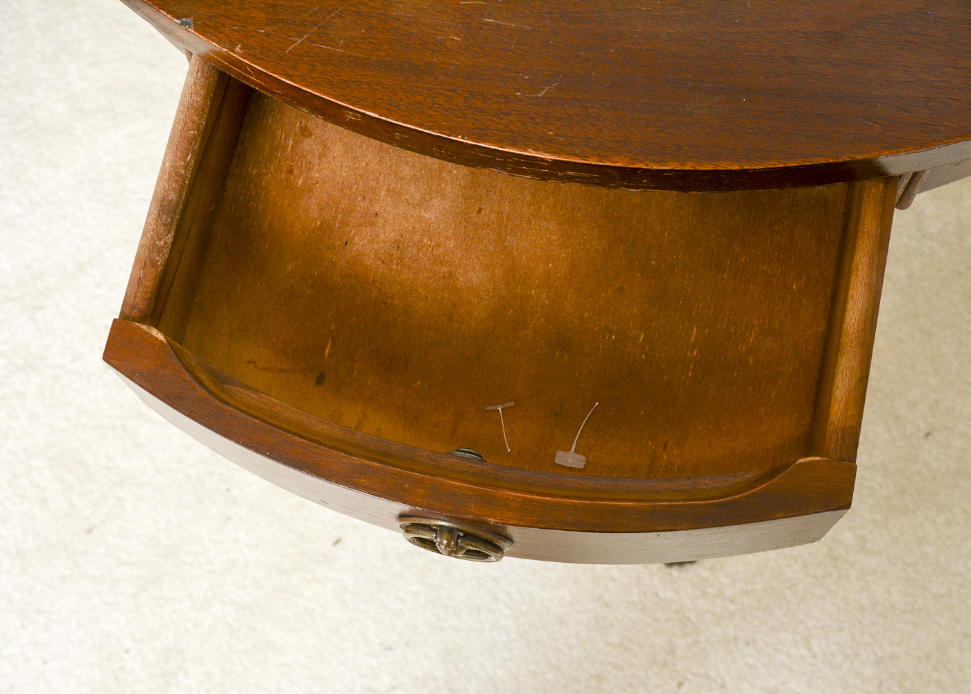 Vintage Wood Double Bed Frame and Pedestal Side Table