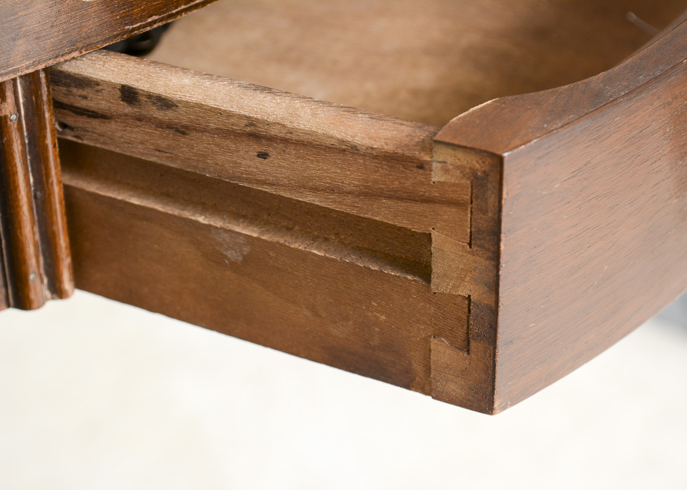 Vintage Wood Double Bed Frame and Pedestal Side Table