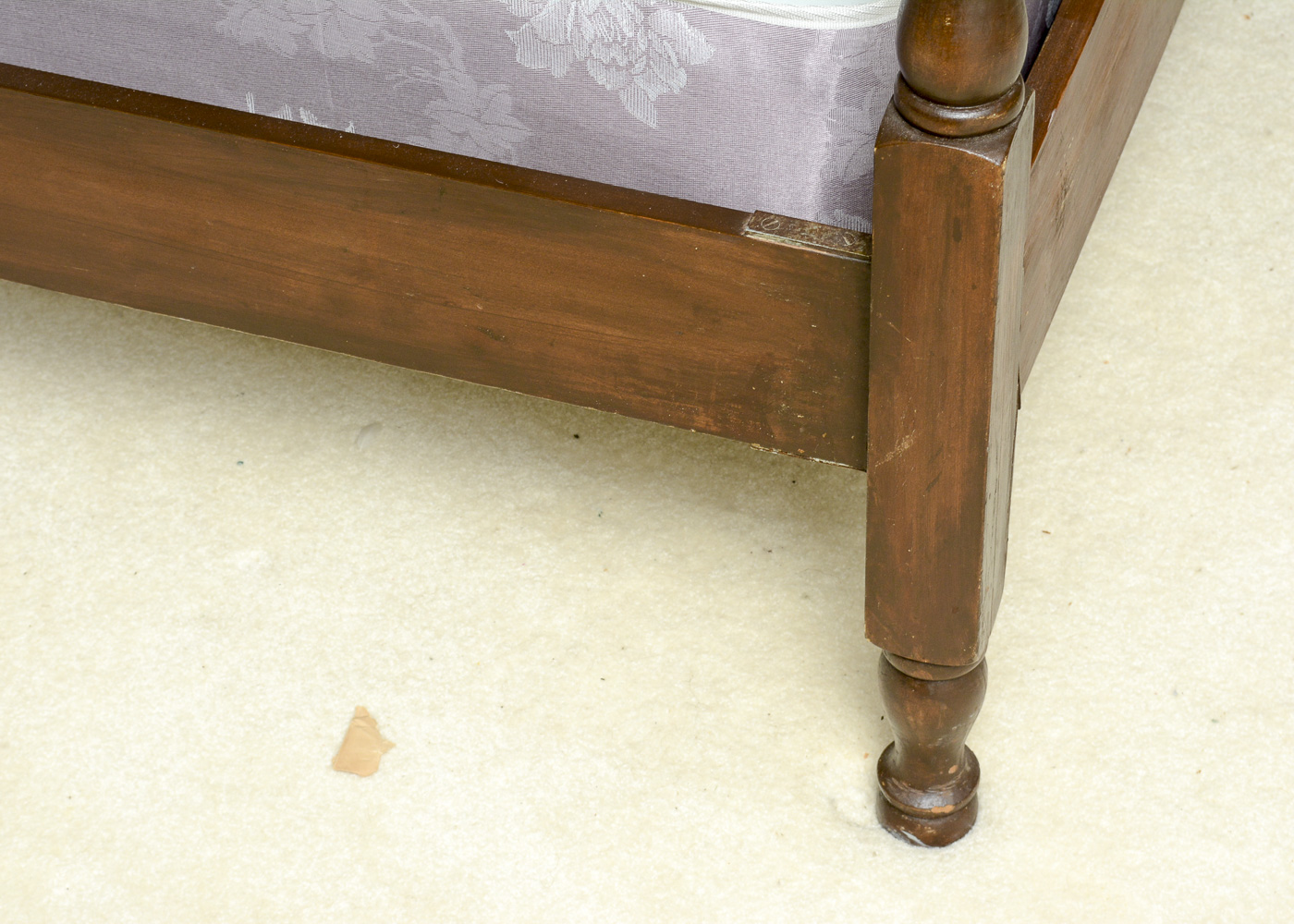 Vintage Wood Double Bed Frame and Pedestal Side Table