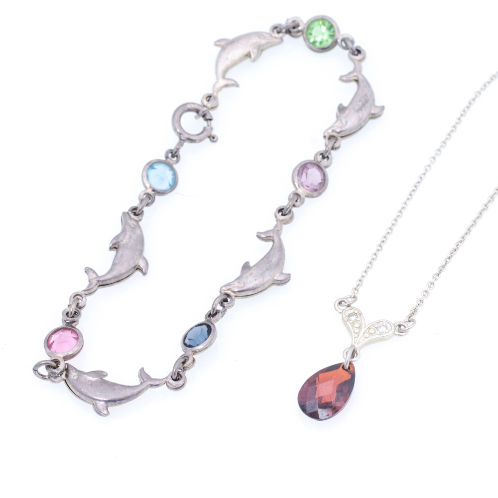 Sterling Silver Jewelry with Imitation Gemstones