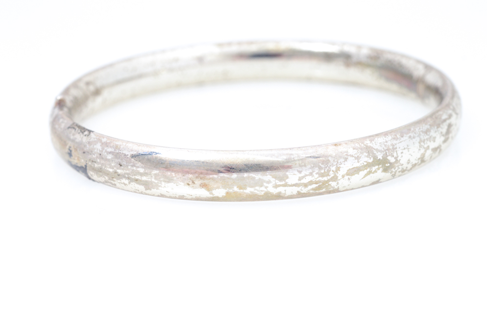 Sterling Silver and 12K Gold Hinged Bangle Bracelet