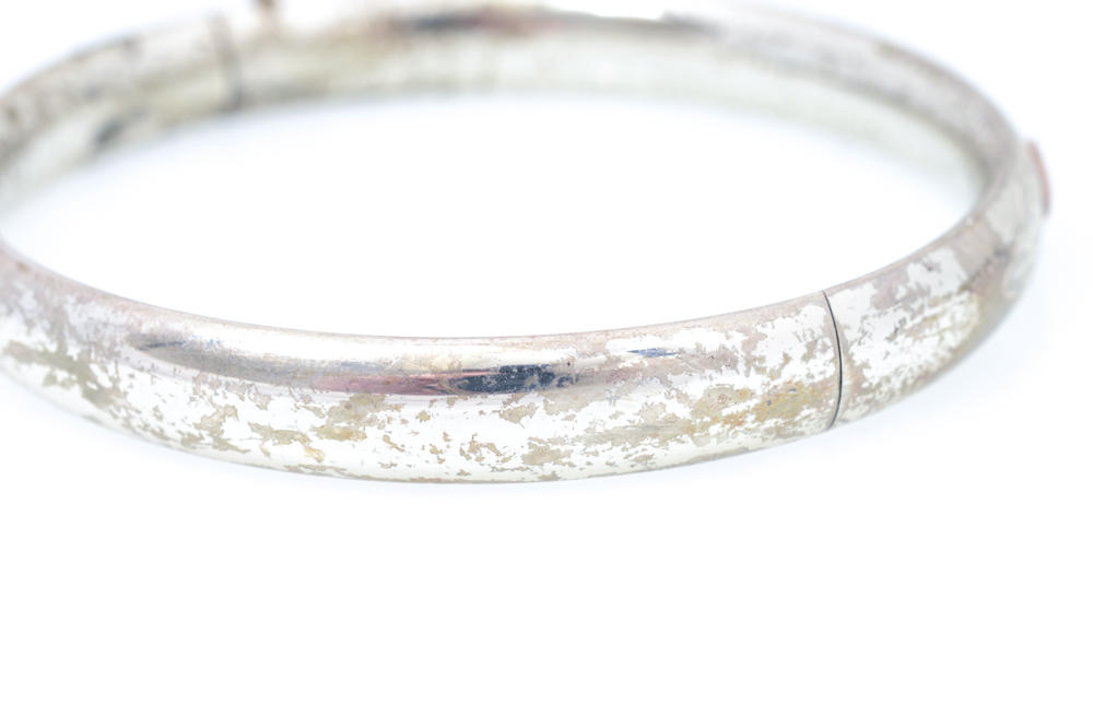Sterling Silver and 12K Gold Hinged Bangle Bracelet