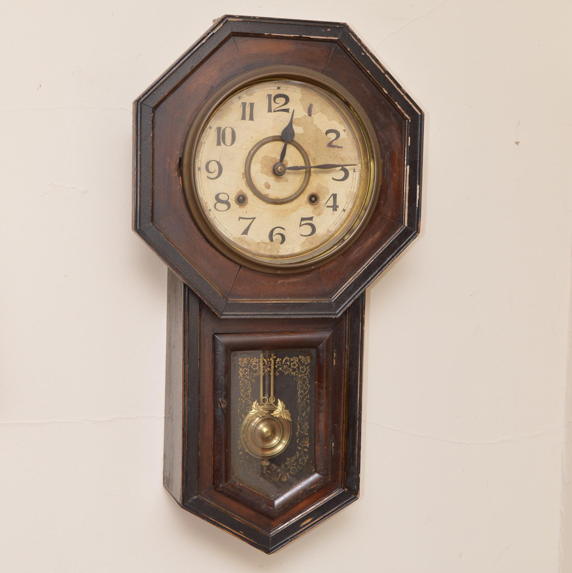 Regulator Octagonal Wall Clock in Wood Case