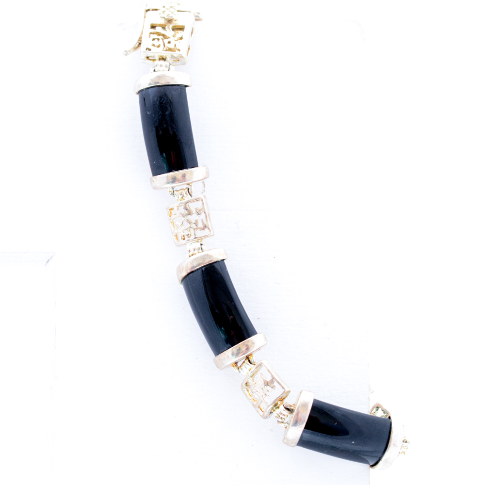 Sterling Silver and Onyx Bracelet