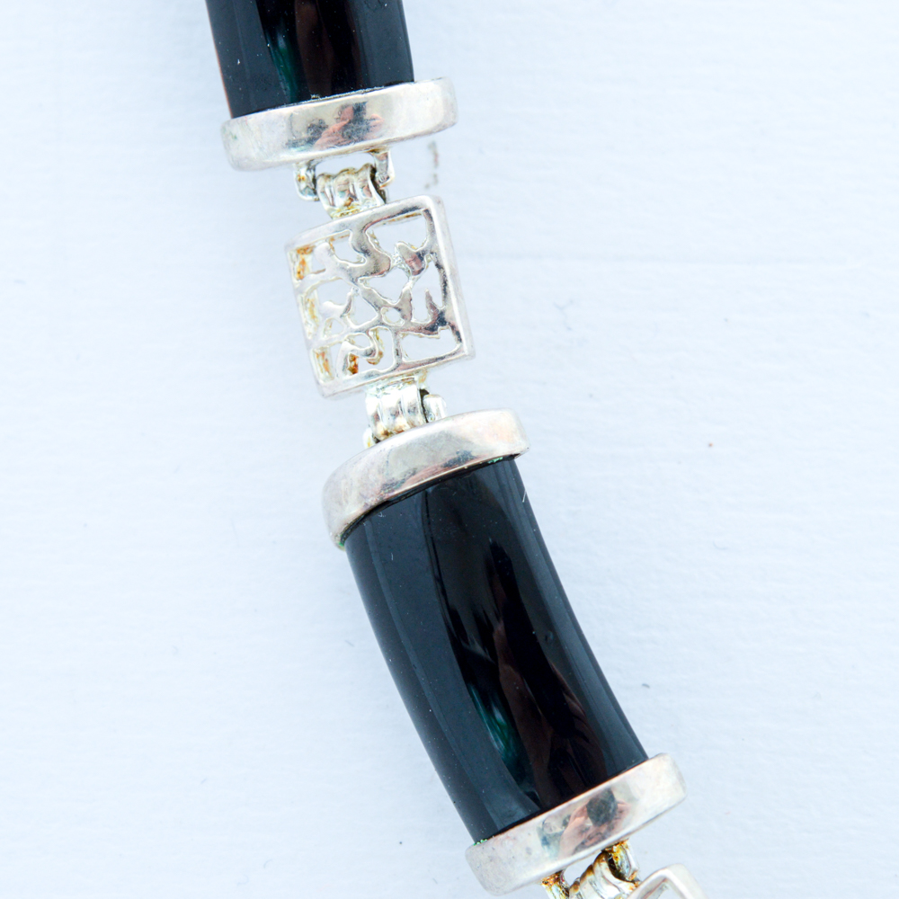 Sterling Silver and Onyx Bracelet