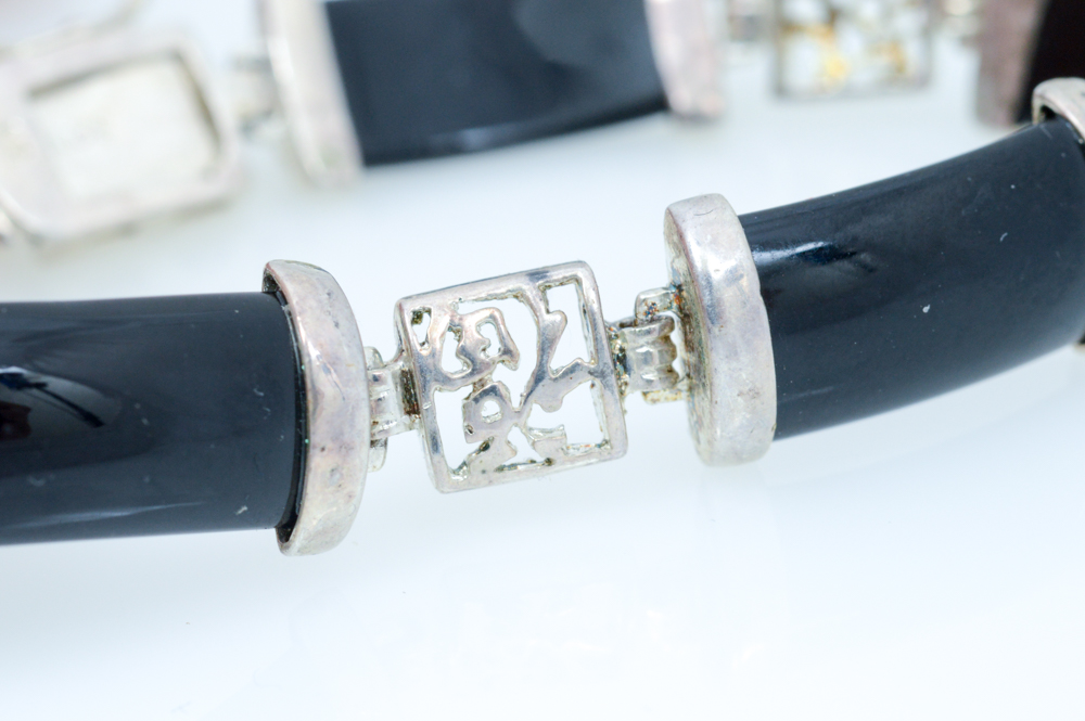 Sterling Silver and Onyx Bracelet