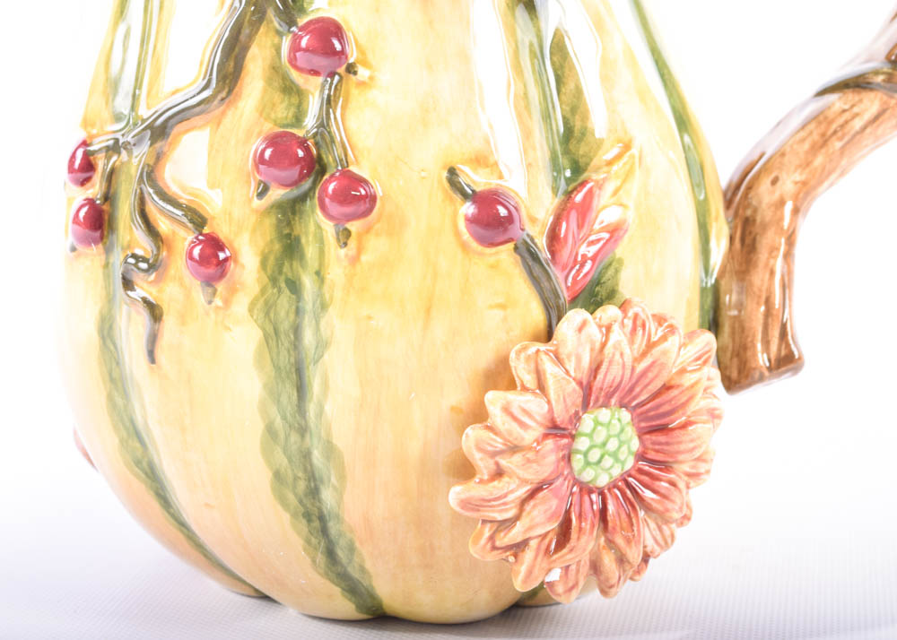 Fitz and Floyd Harvest Heritage Pitcher and Gravy Bowl