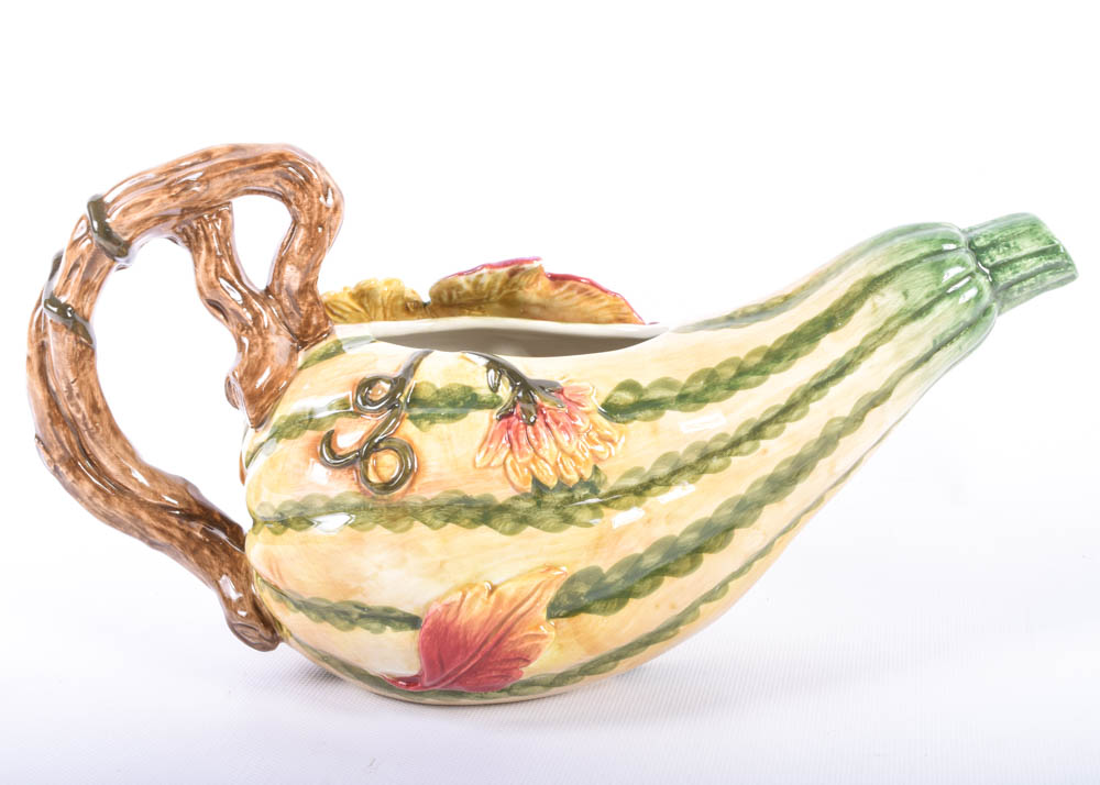 Fitz and Floyd Harvest Heritage Pitcher and Gravy Bowl