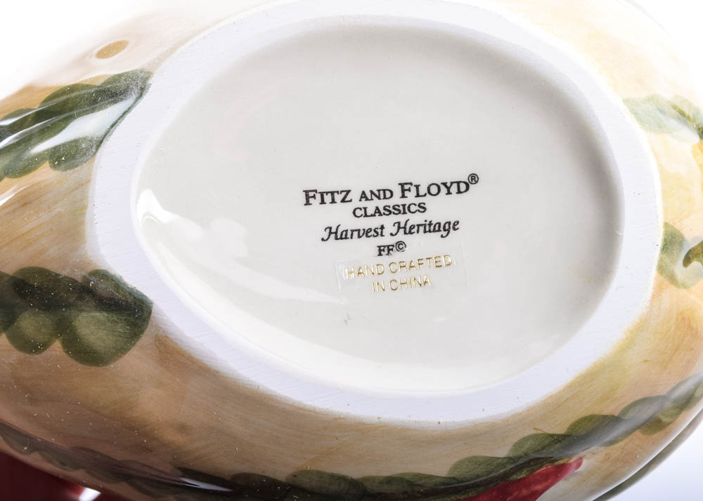 Fitz and Floyd Harvest Heritage Pitcher and Gravy Bowl