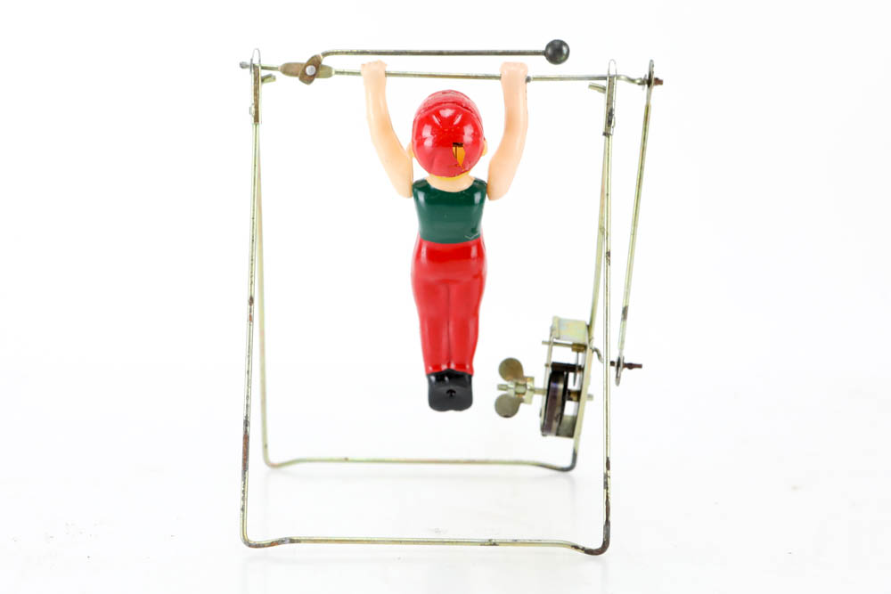 Vintage Mechanical Metal and Plastic Acrobat Toy