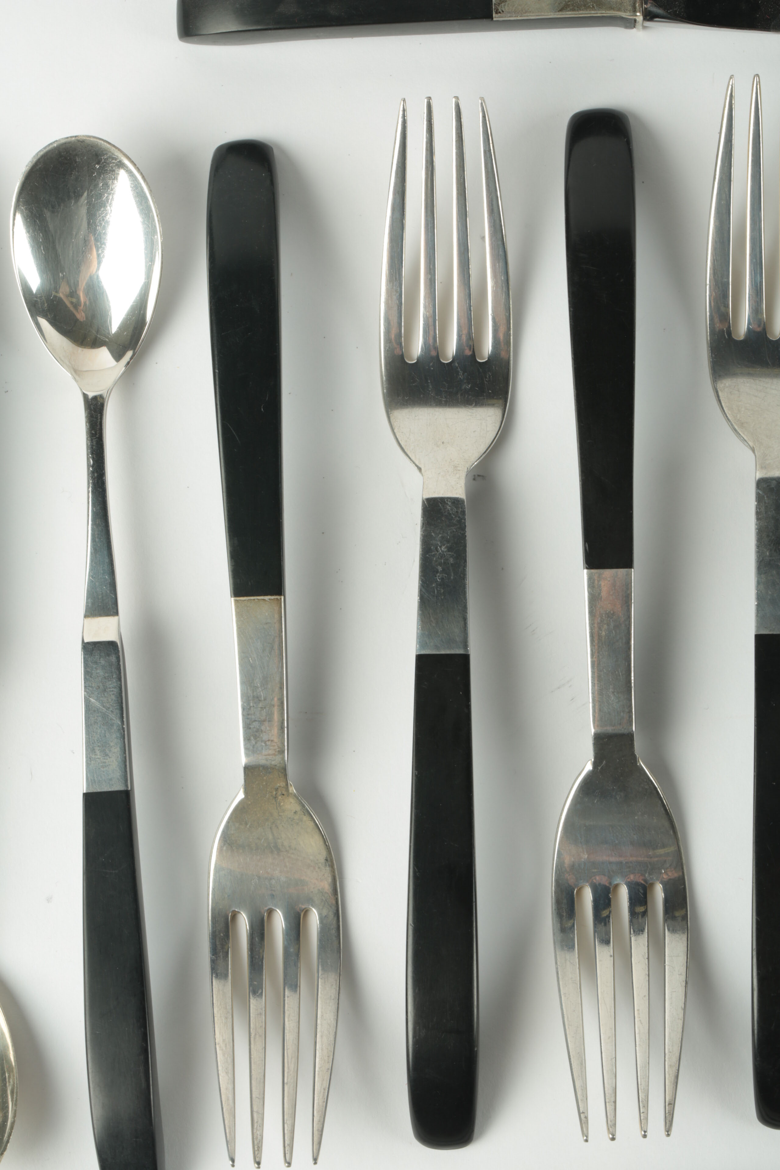Vintage Lunt Sterling and Black Nylon Flatware in the "Contrast" Pattern