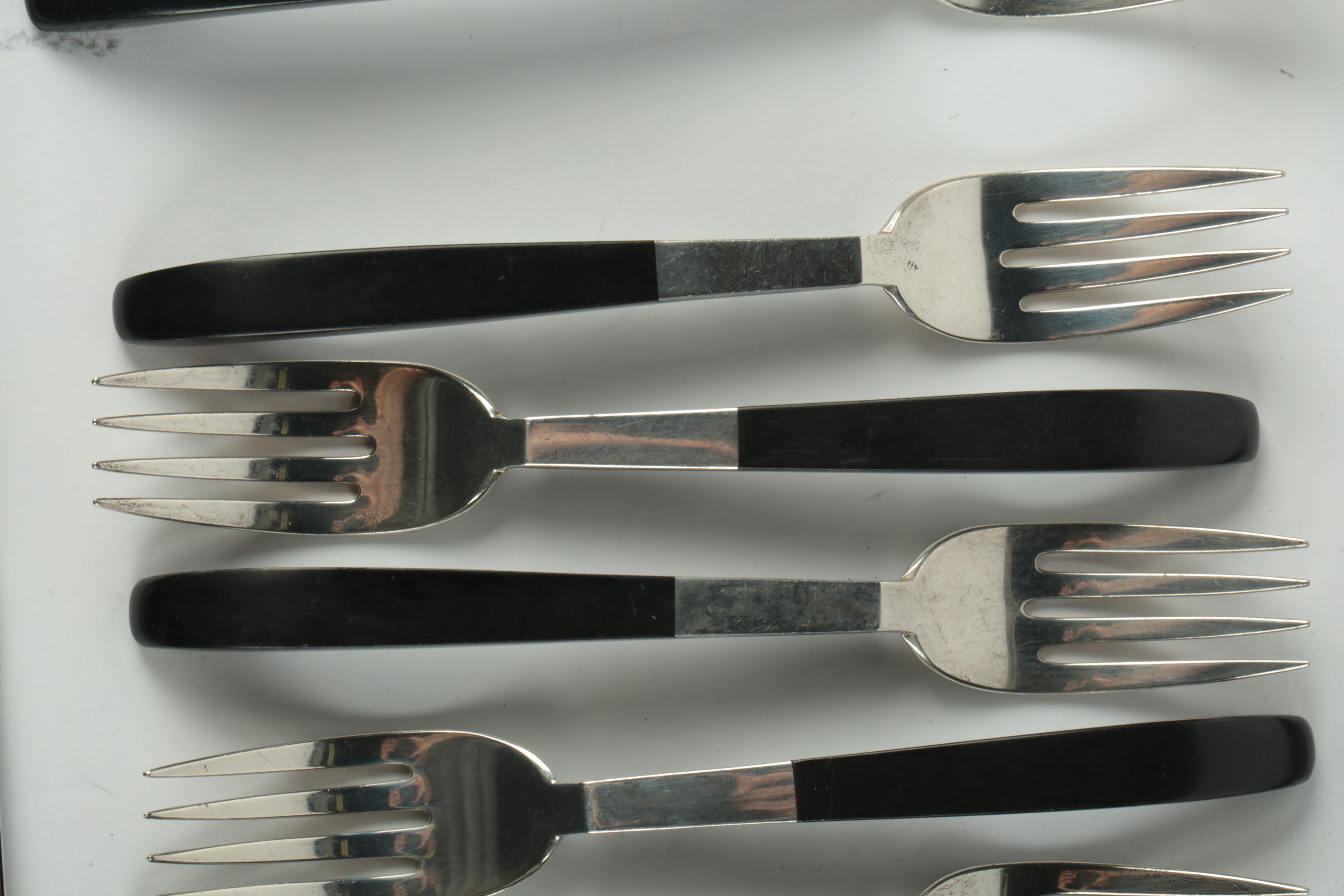 Vintage Lunt Sterling and Black Nylon Flatware in the "Contrast" Pattern
