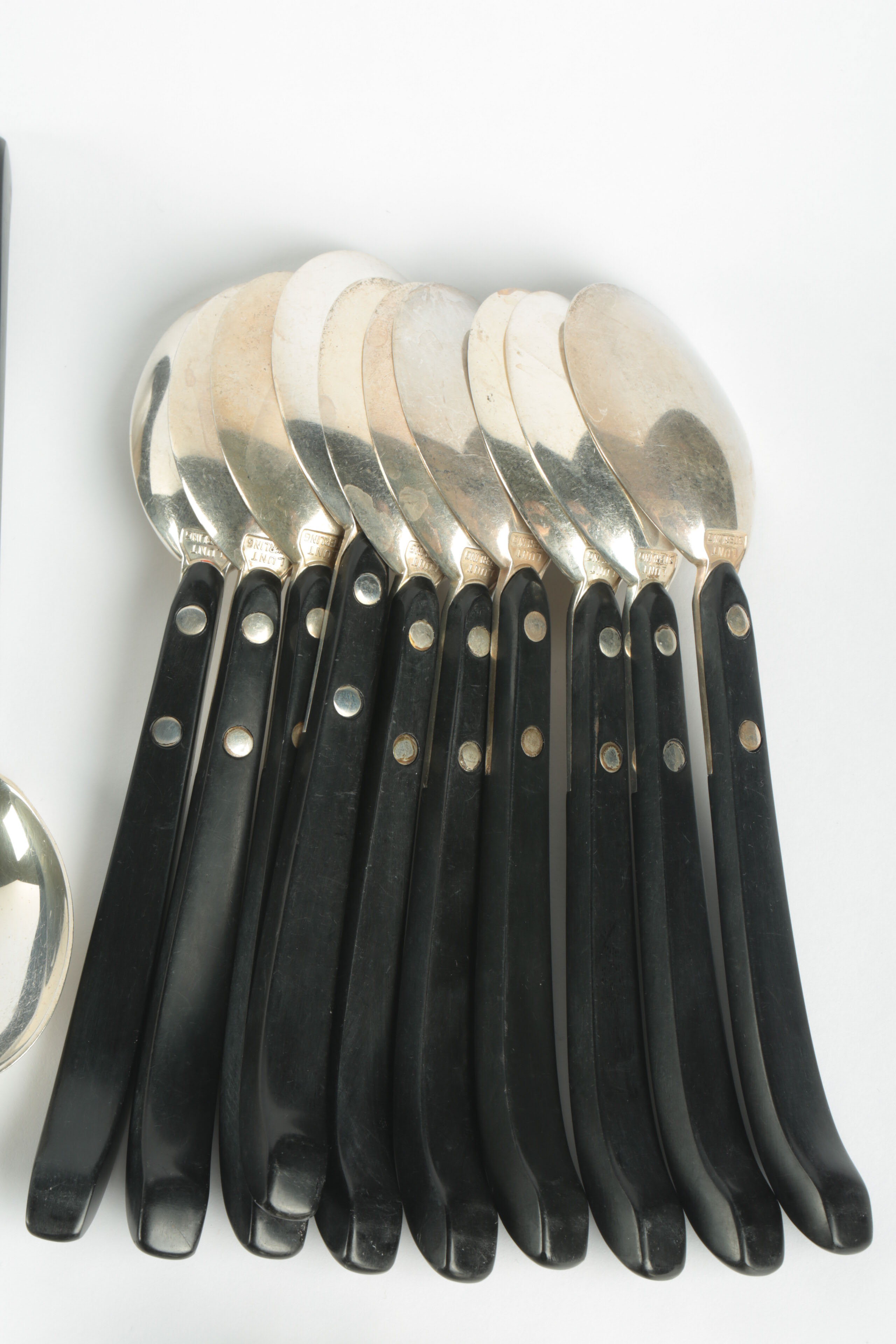 Vintage Lunt Sterling and Black Nylon Flatware in the "Contrast" Pattern