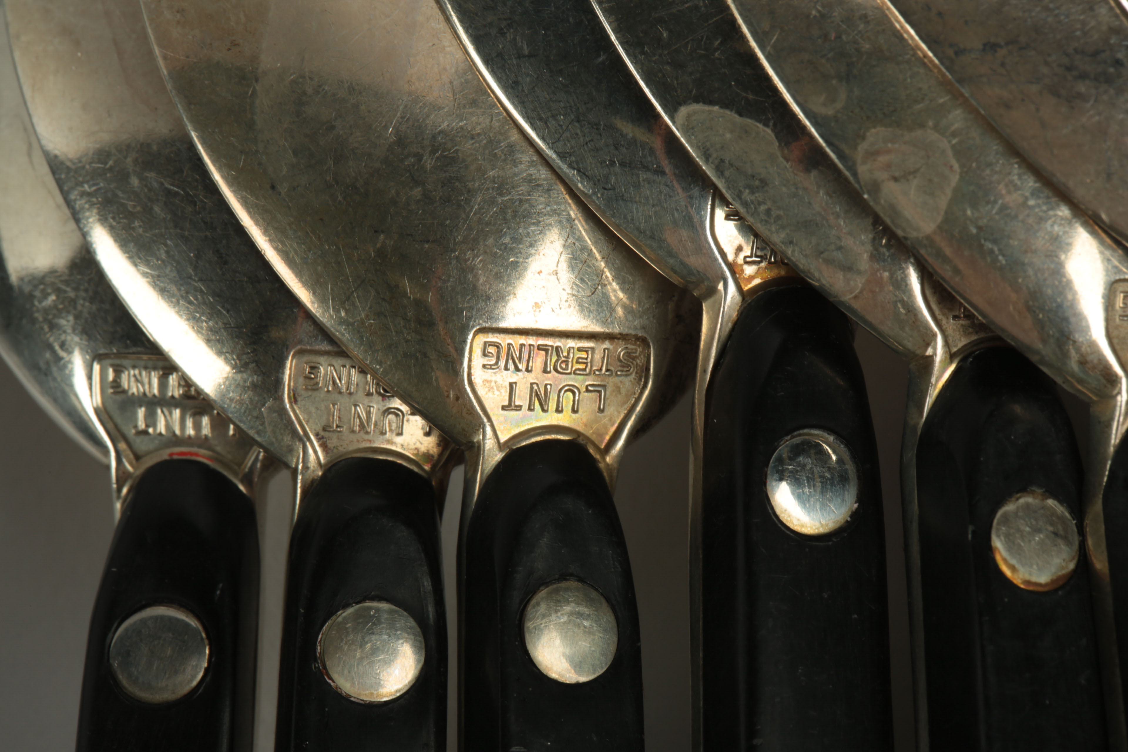 Vintage Lunt Sterling and Black Nylon Flatware in the "Contrast" Pattern