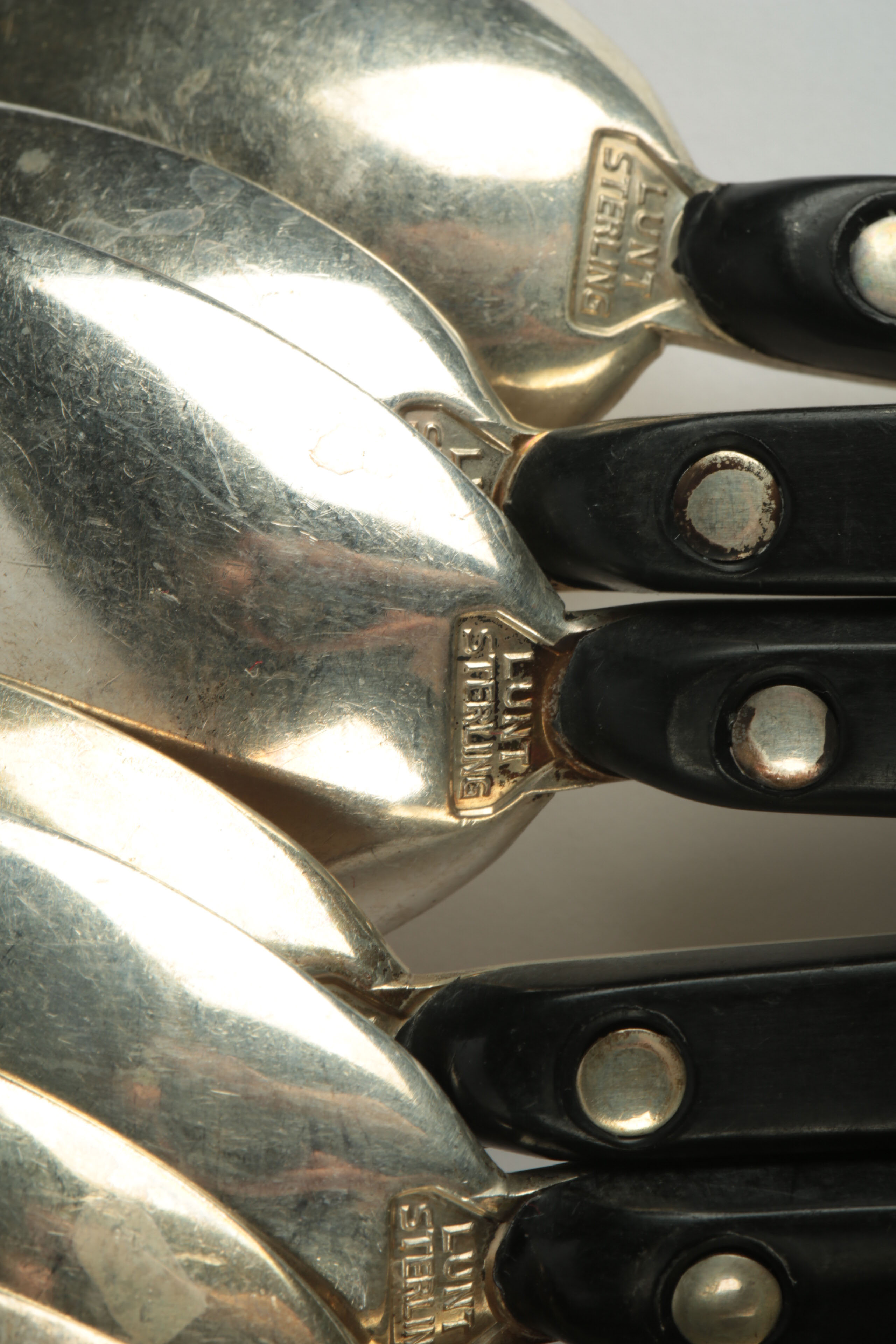 Vintage Lunt Sterling and Black Nylon Flatware in the "Contrast" Pattern