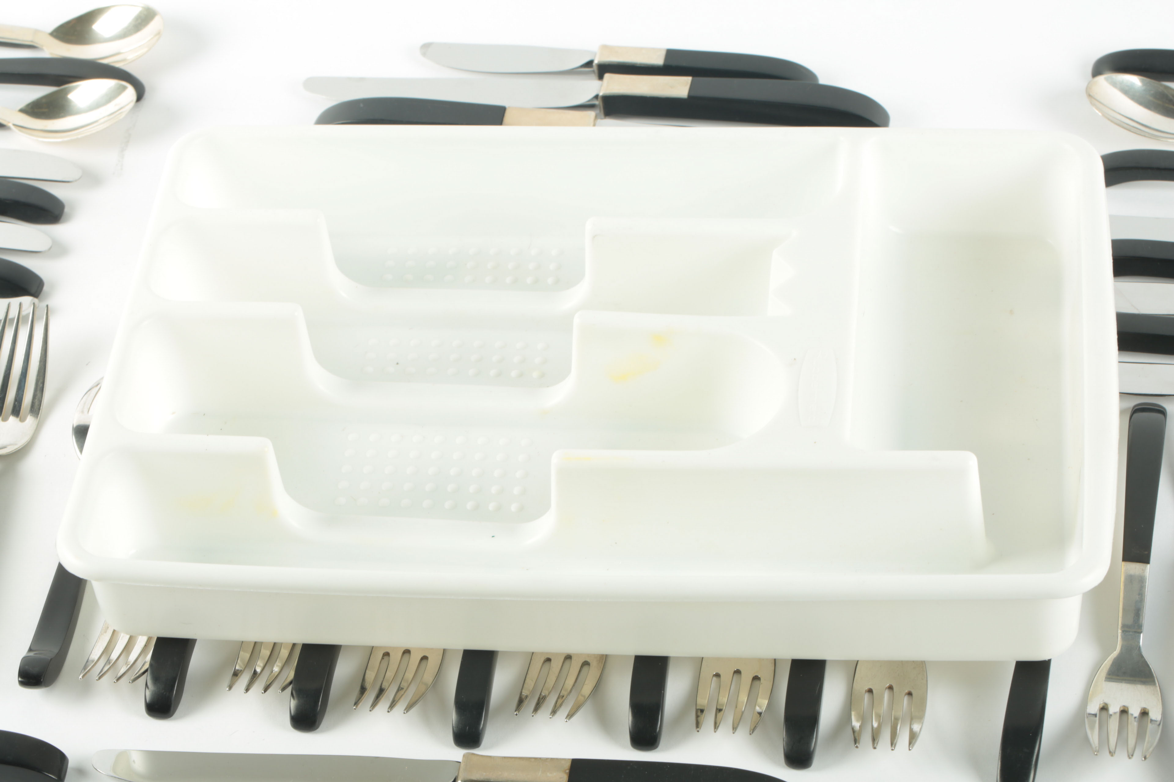 Vintage Lunt Sterling and Black Nylon Flatware in the "Contrast" Pattern