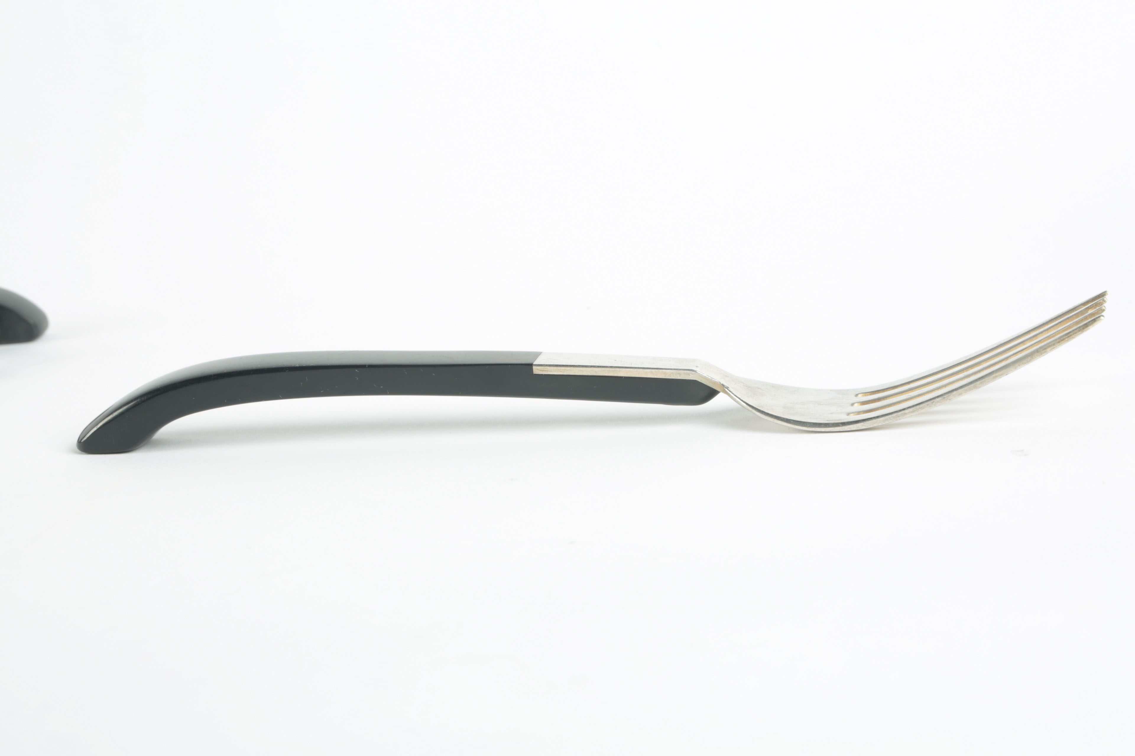 Vintage Lunt Sterling and Black Nylon Flatware in the "Contrast" Pattern