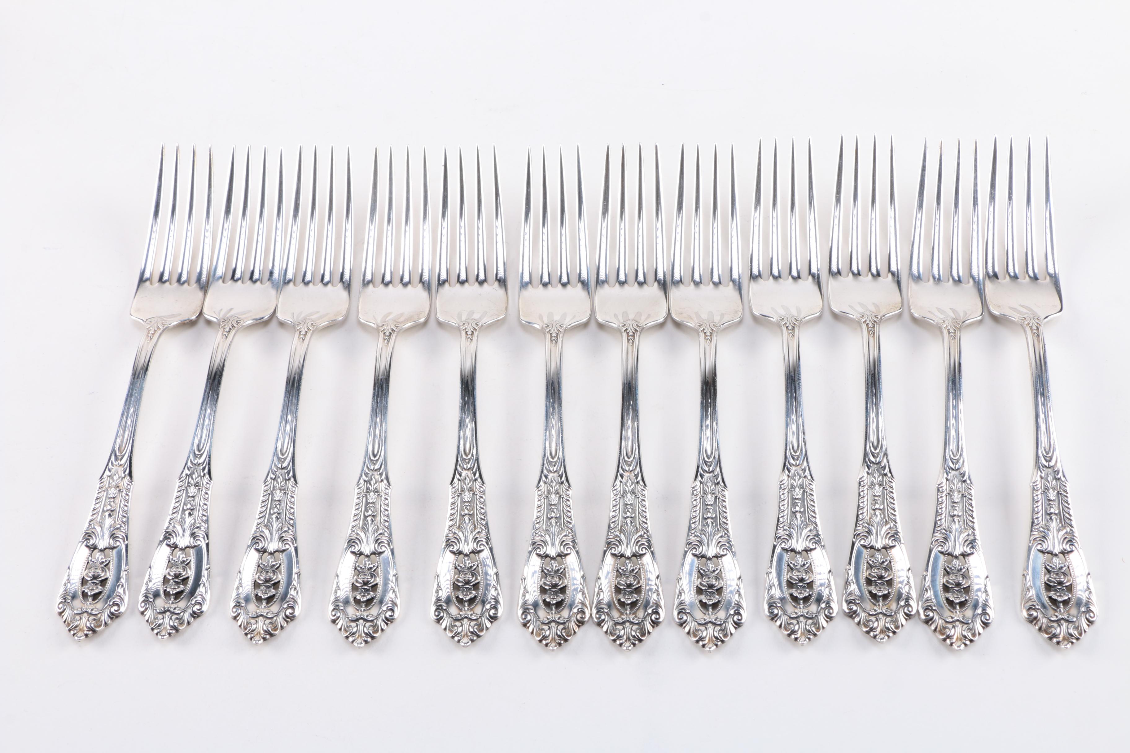 Wallace "Rose Point" Sterling Silver Flatware for Twelve