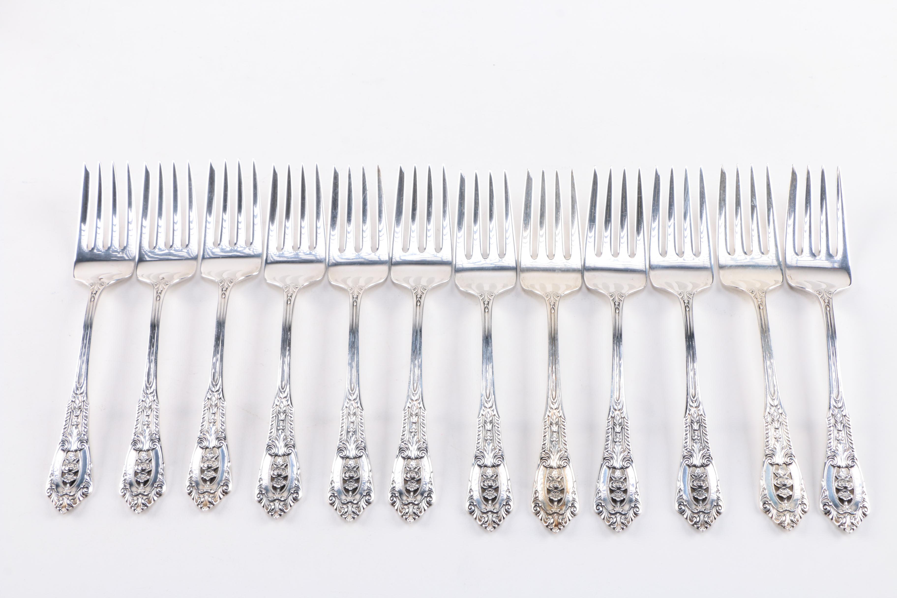 Wallace "Rose Point" Sterling Silver Flatware for Twelve