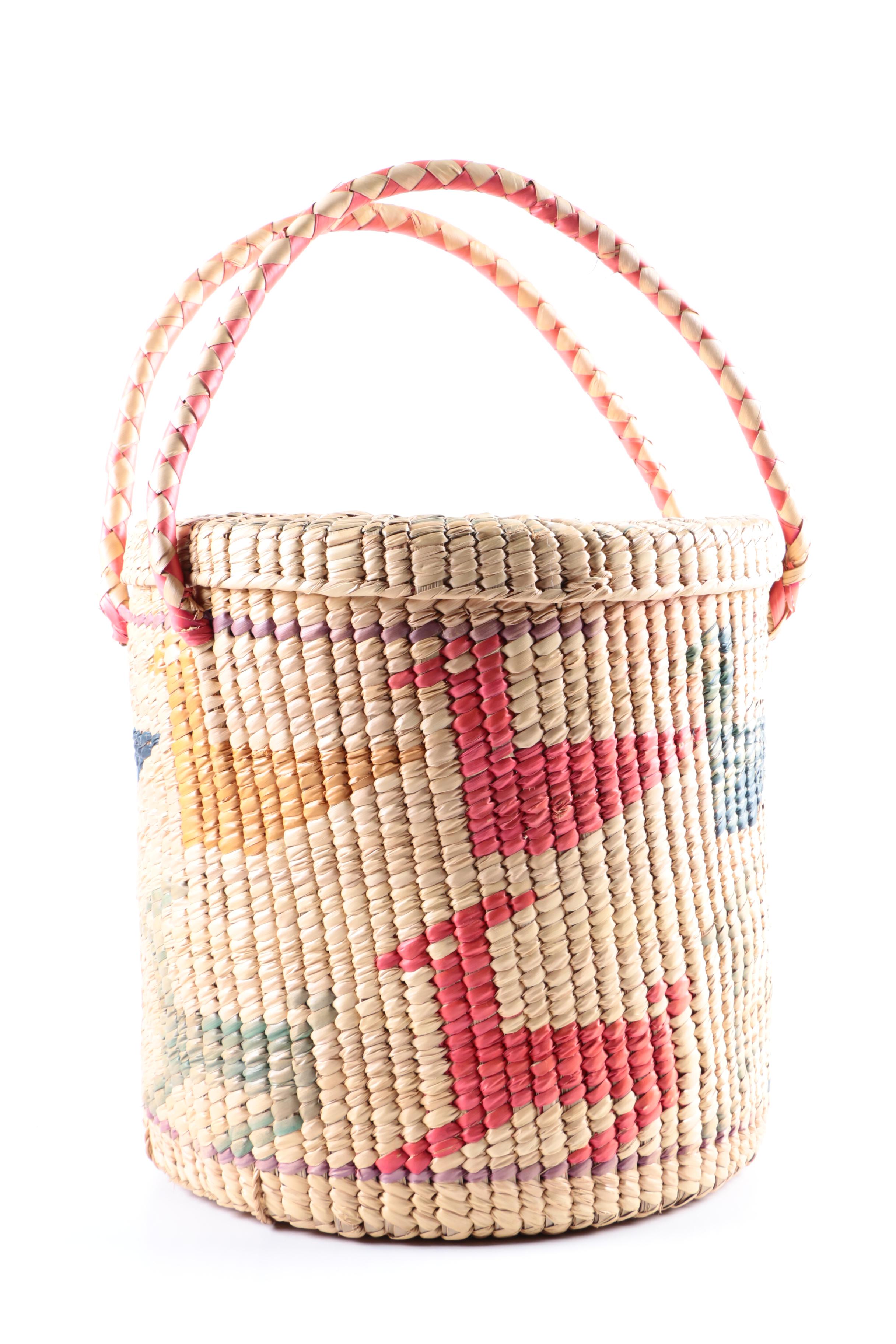 Four Straw Totes and Baskets