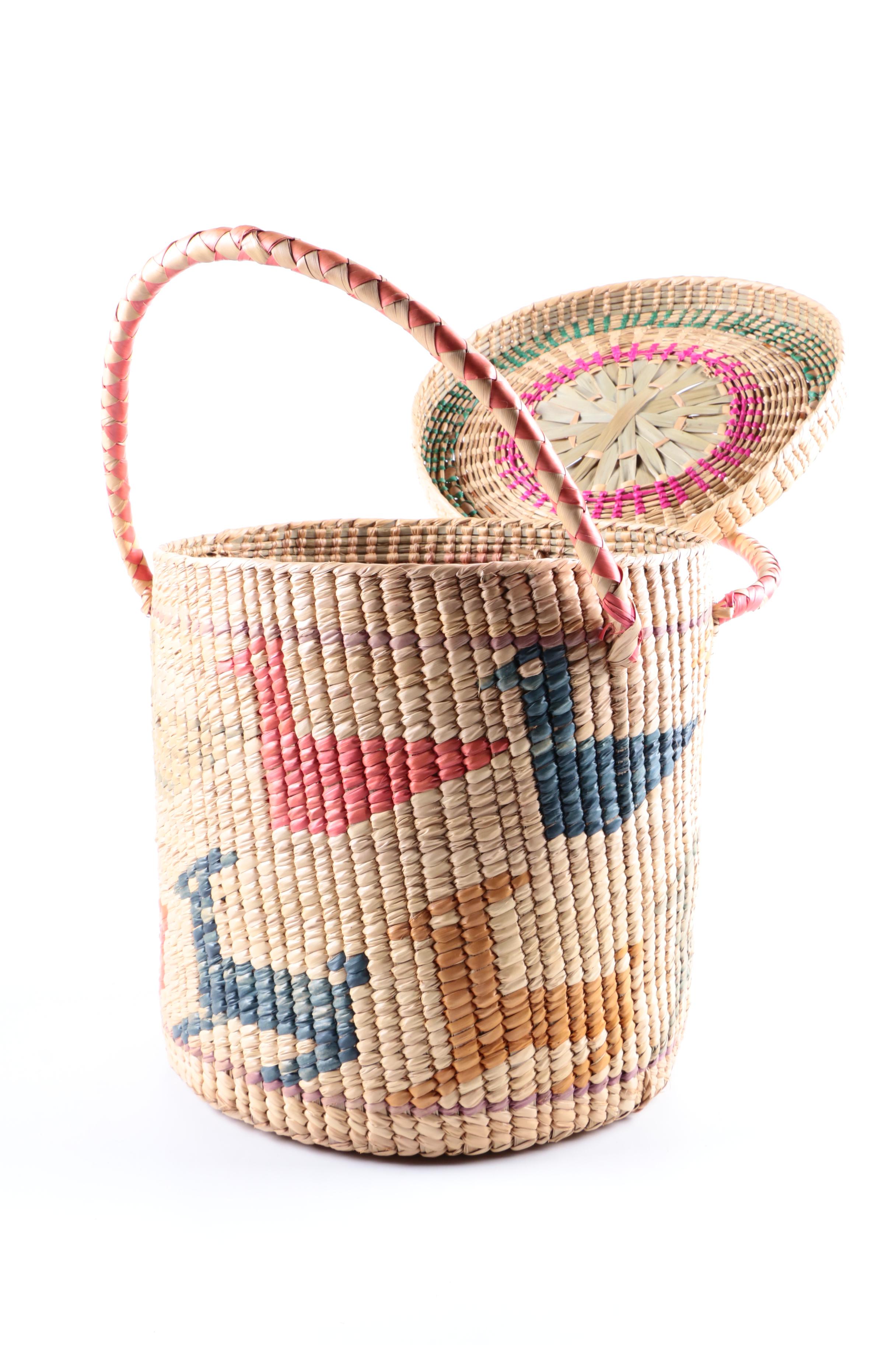 Four Straw Totes and Baskets