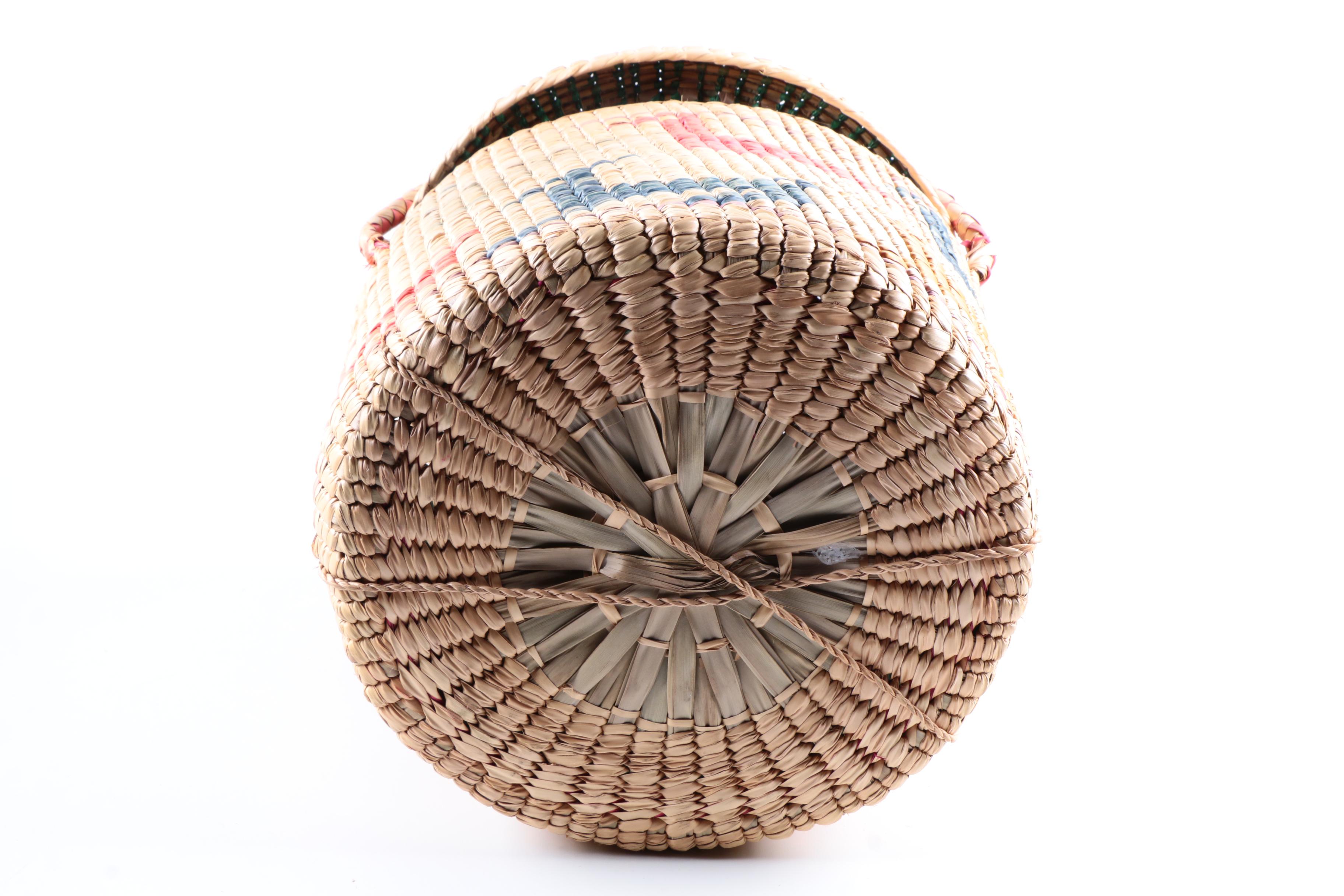 Four Straw Totes and Baskets