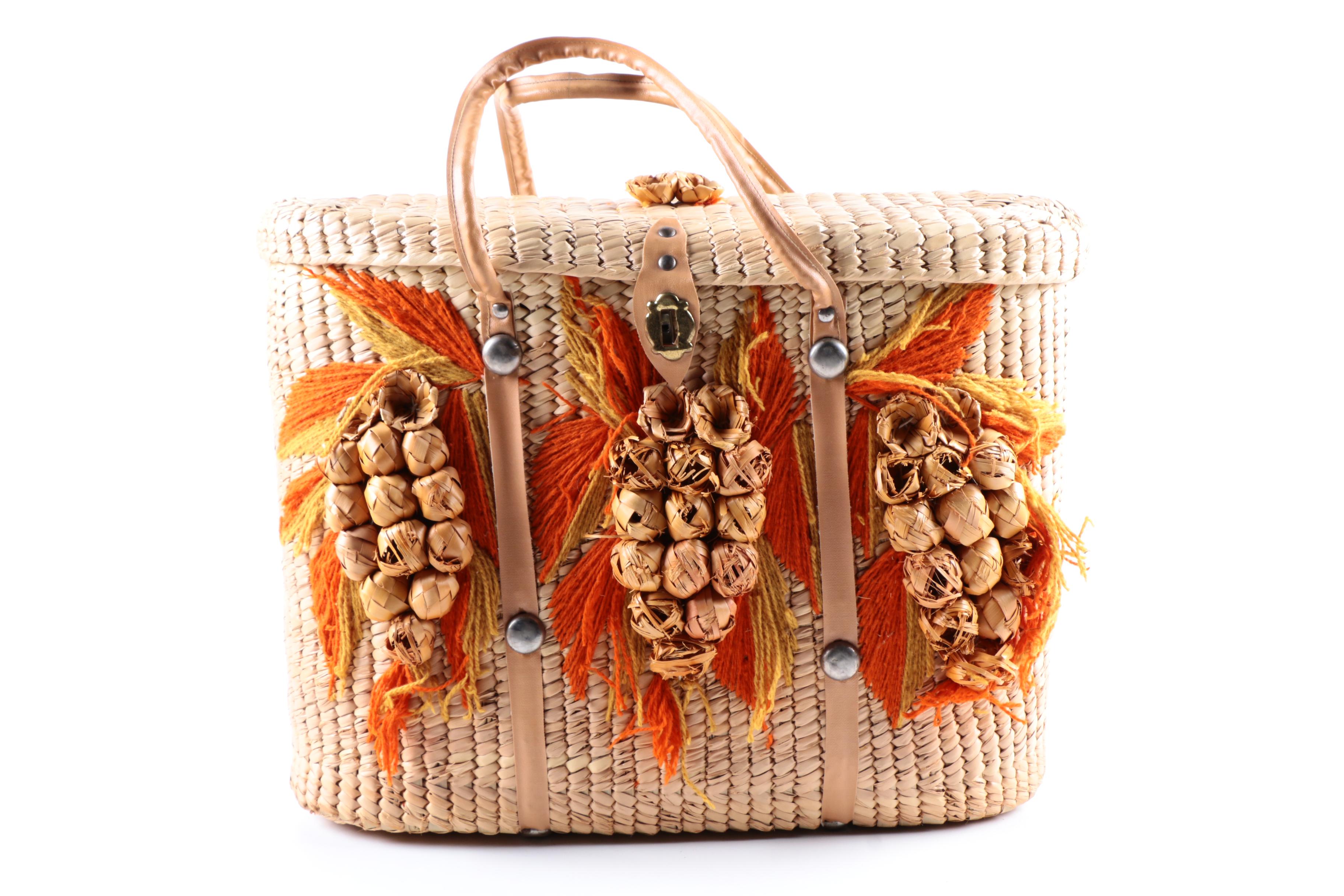 Four Straw Totes and Baskets