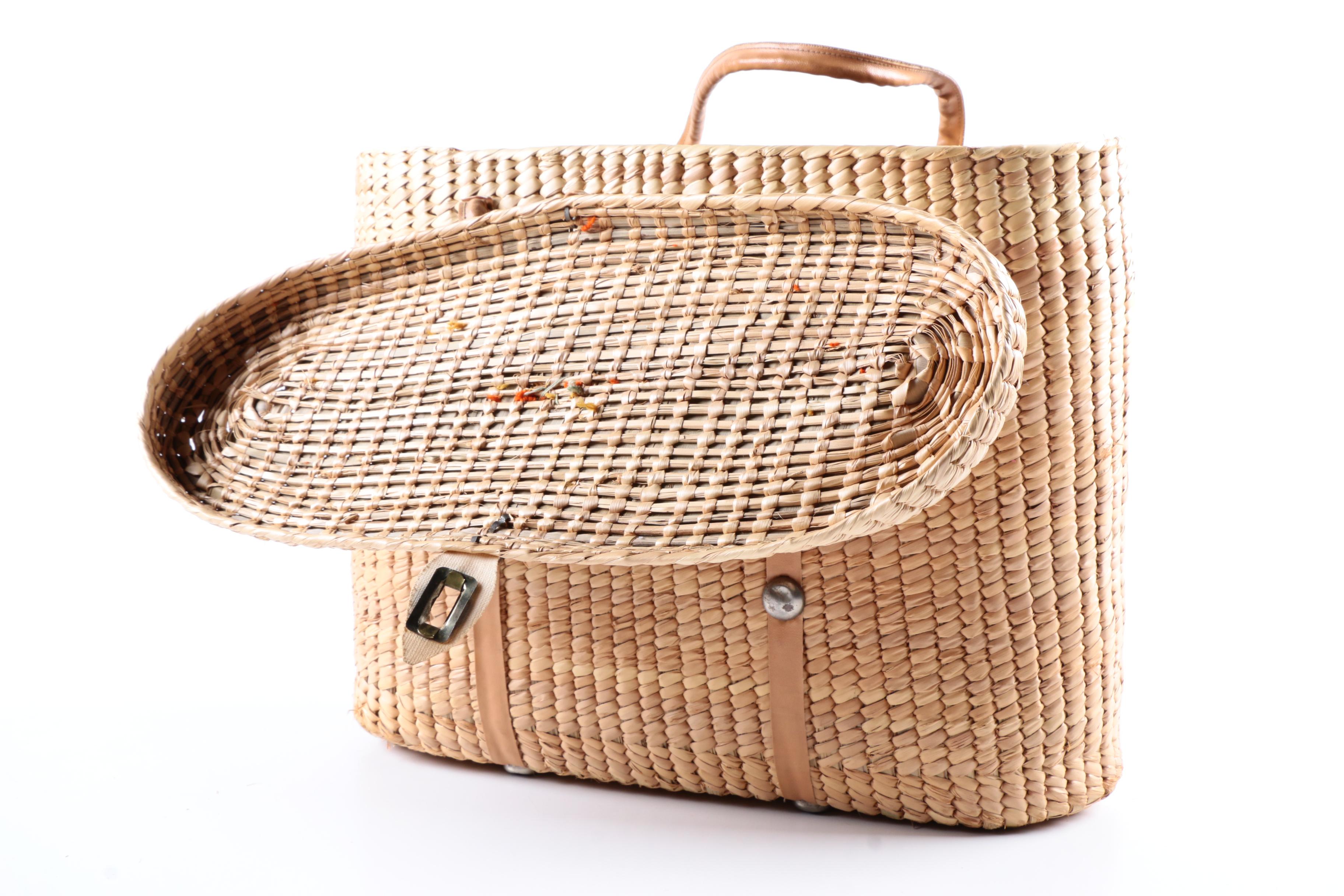 Four Straw Totes and Baskets