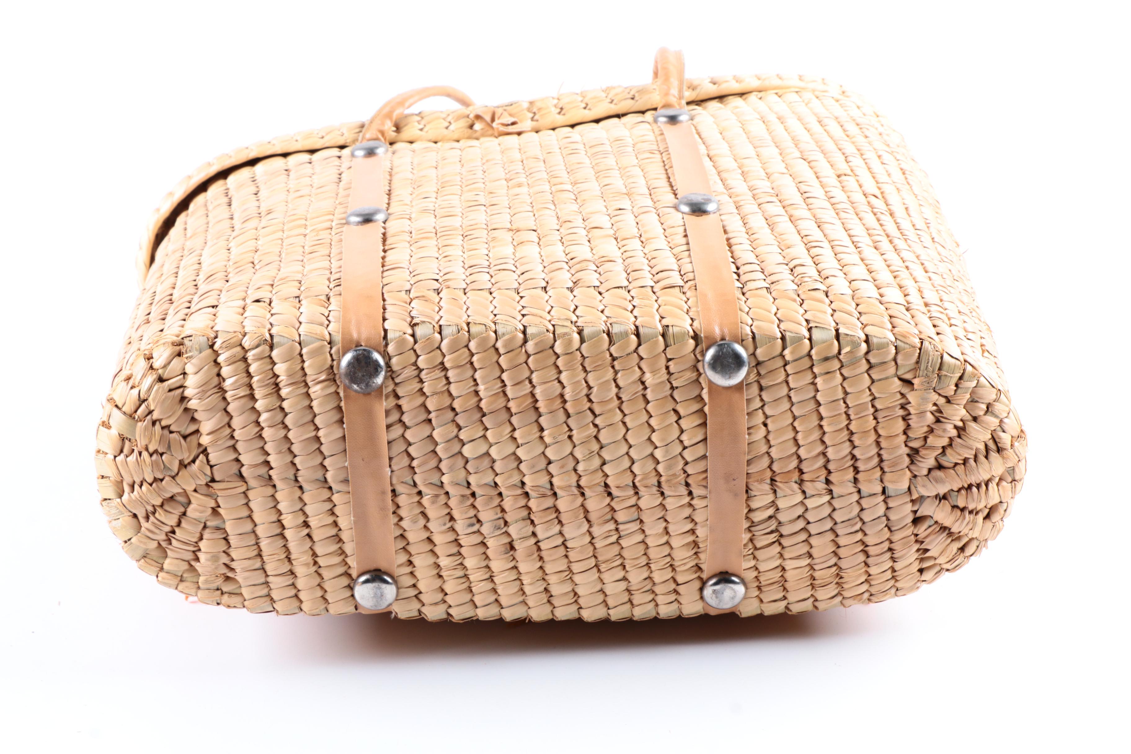 Four Straw Totes and Baskets