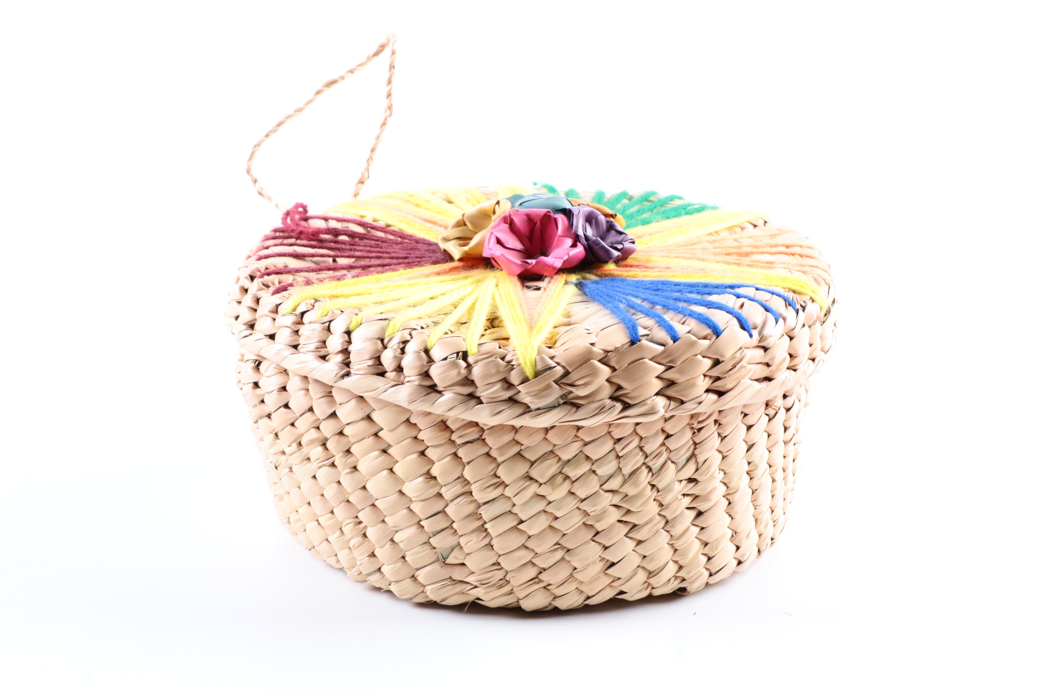 Four Straw Totes and Baskets