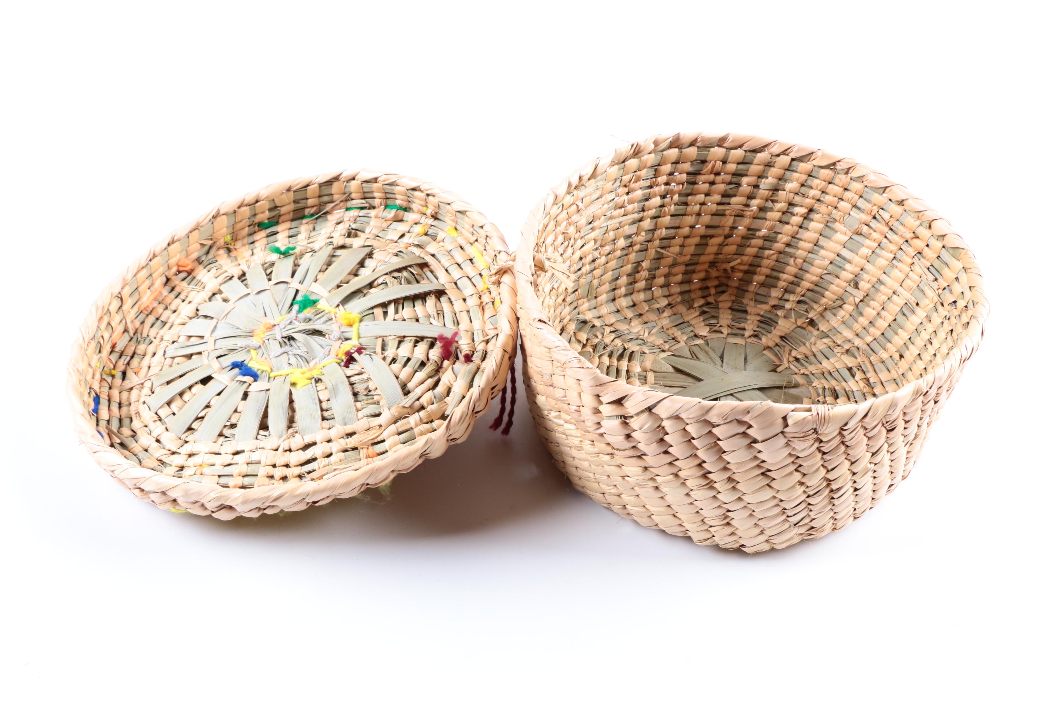 Four Straw Totes and Baskets