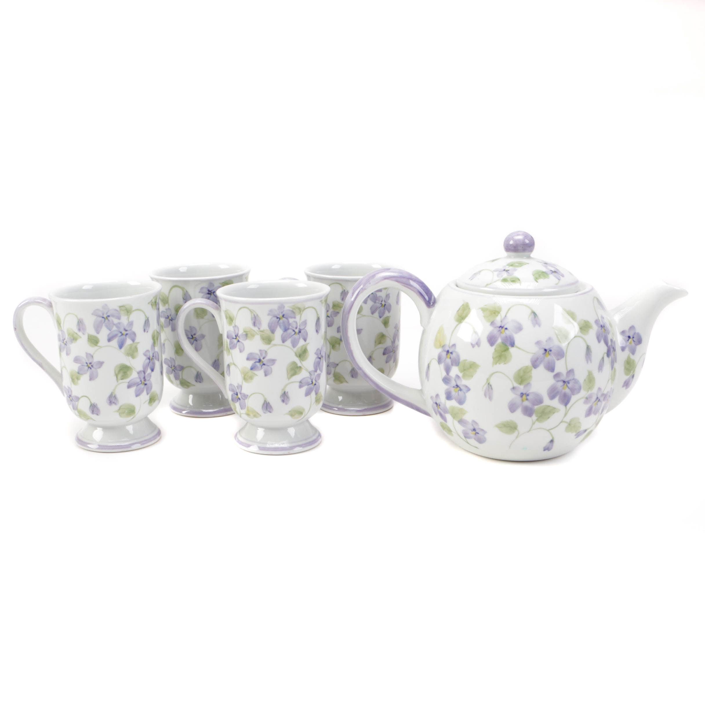 Andrea by Sadek Ceramic Teapot and Mugs