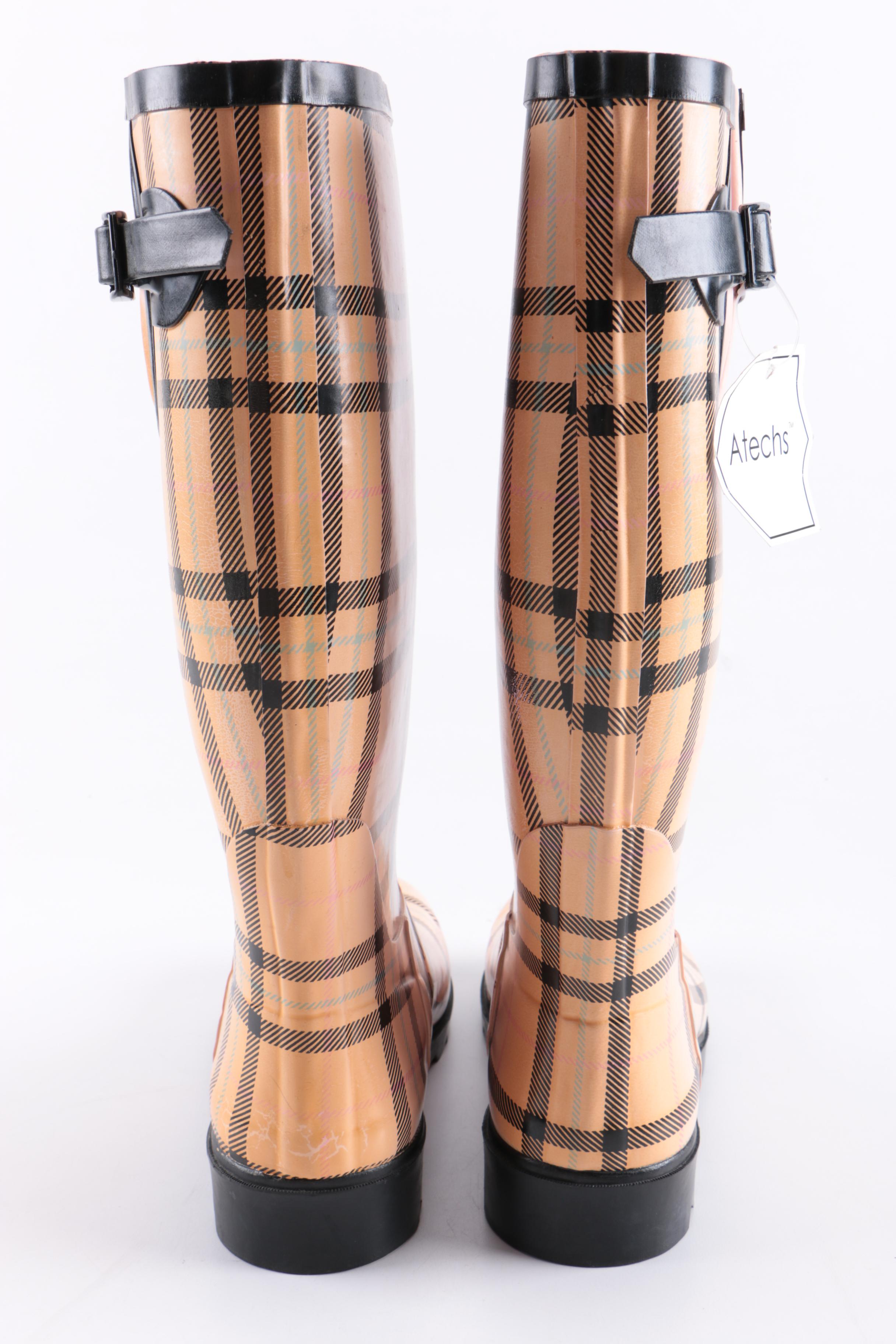 Plaid Rubber Wellington Boots by Atechs