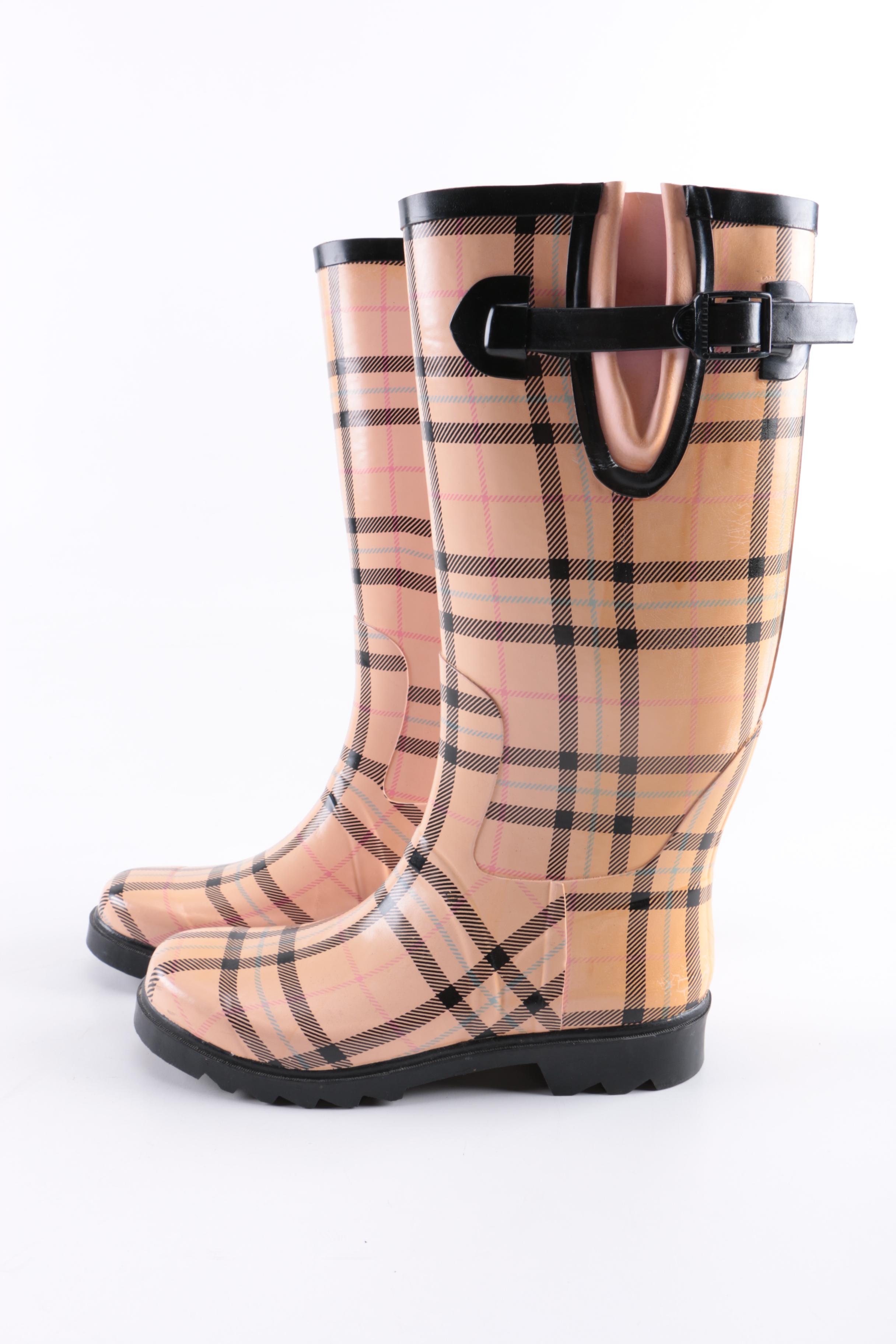 Plaid Rubber Wellington Boots by Atechs