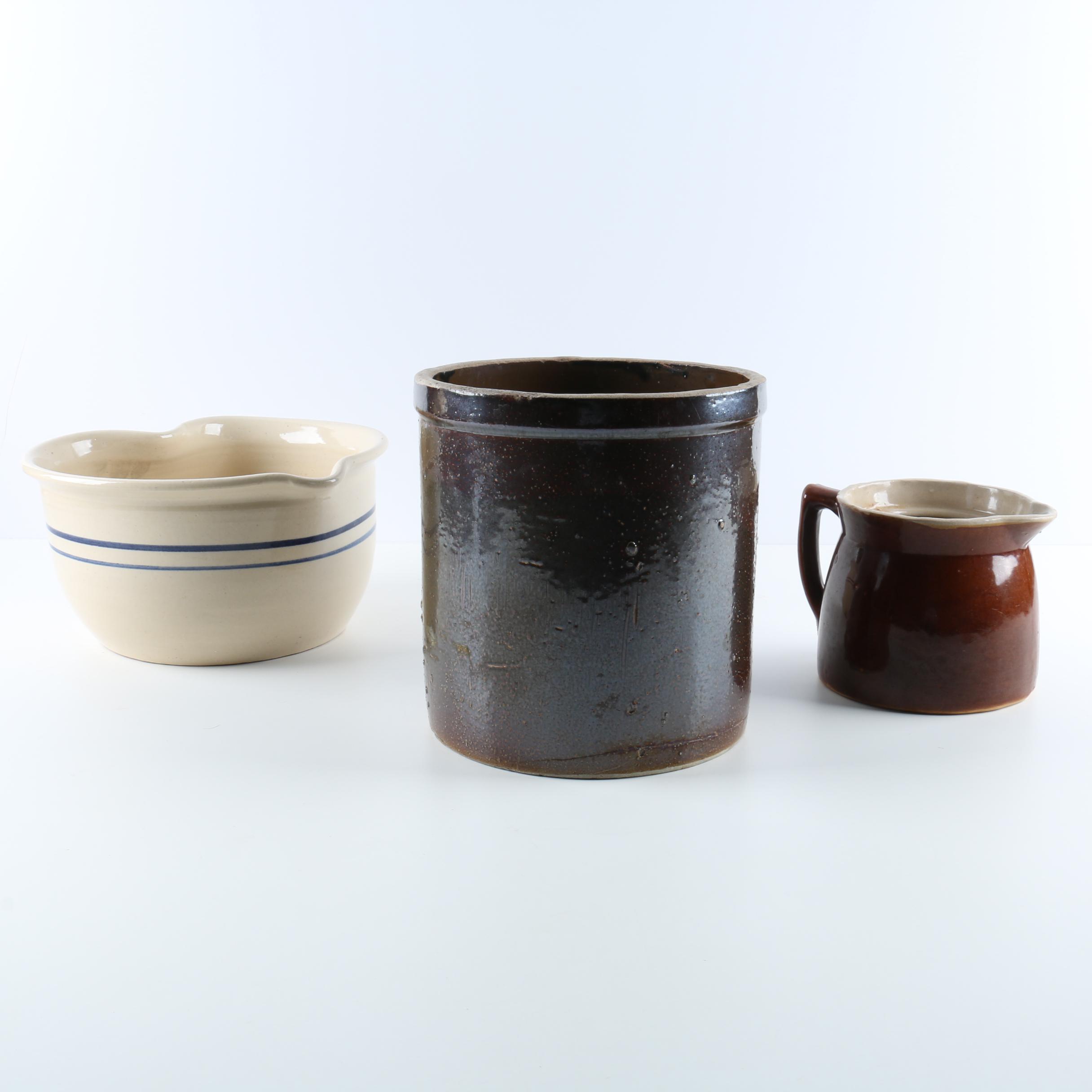 Vintage Stoneware Assortment Including Marshall Texas Pottery