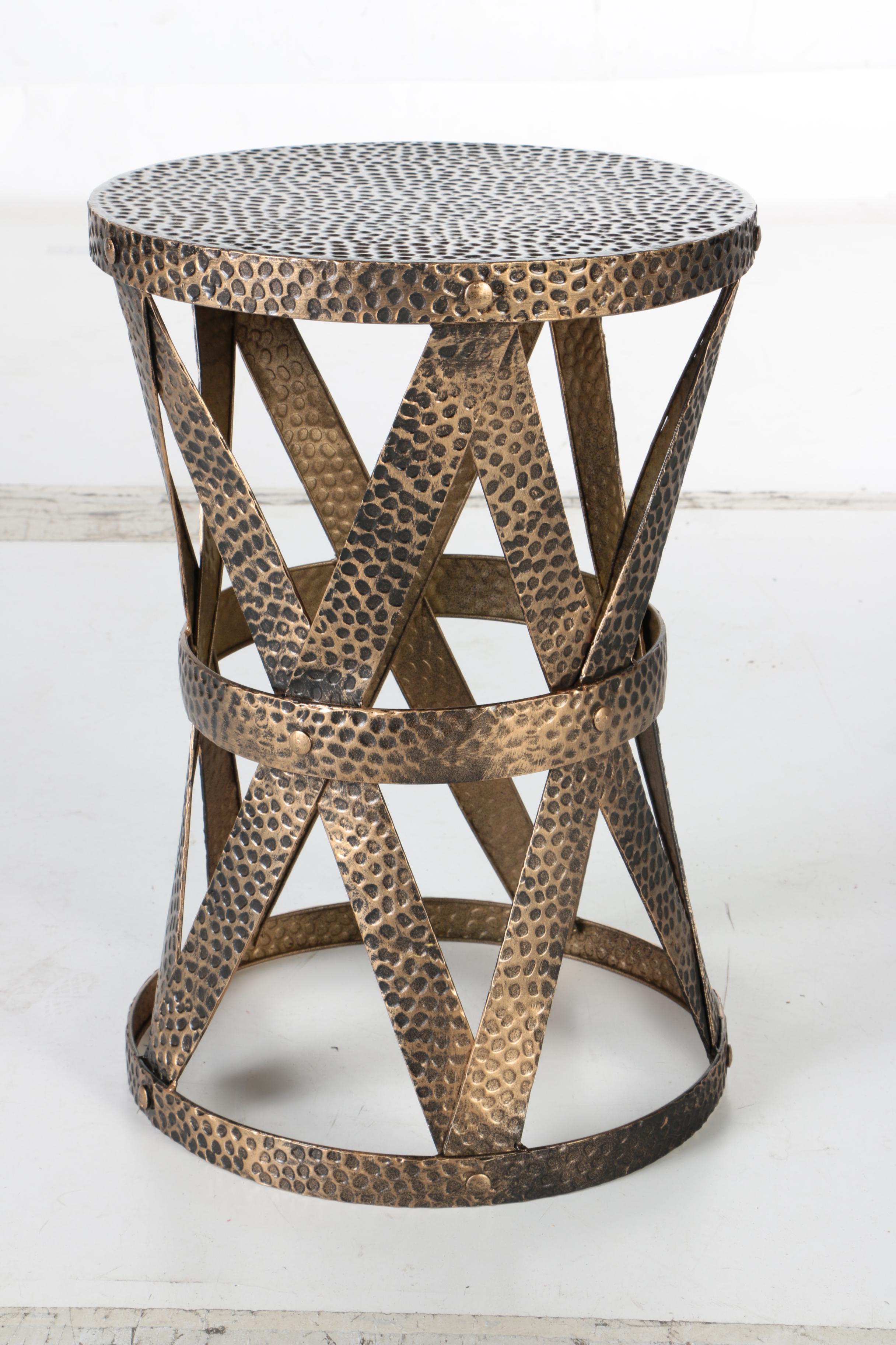 Hammered Metal Side Table