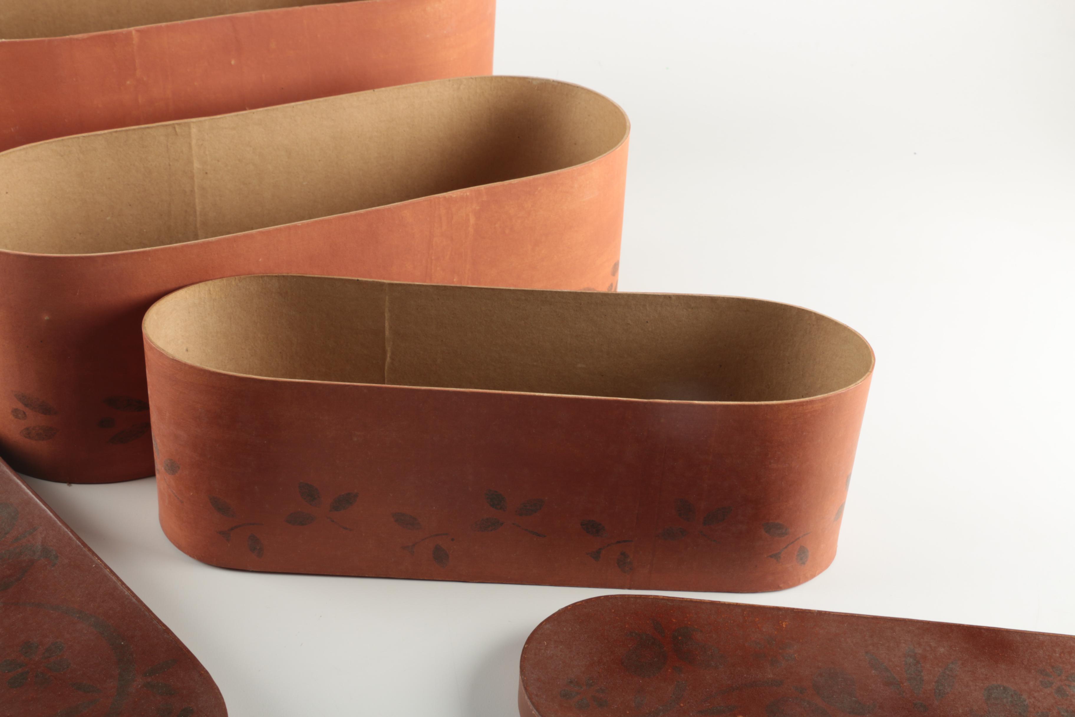 Three Nesting Cardboard Panty Boxes with Stenciled Decorations