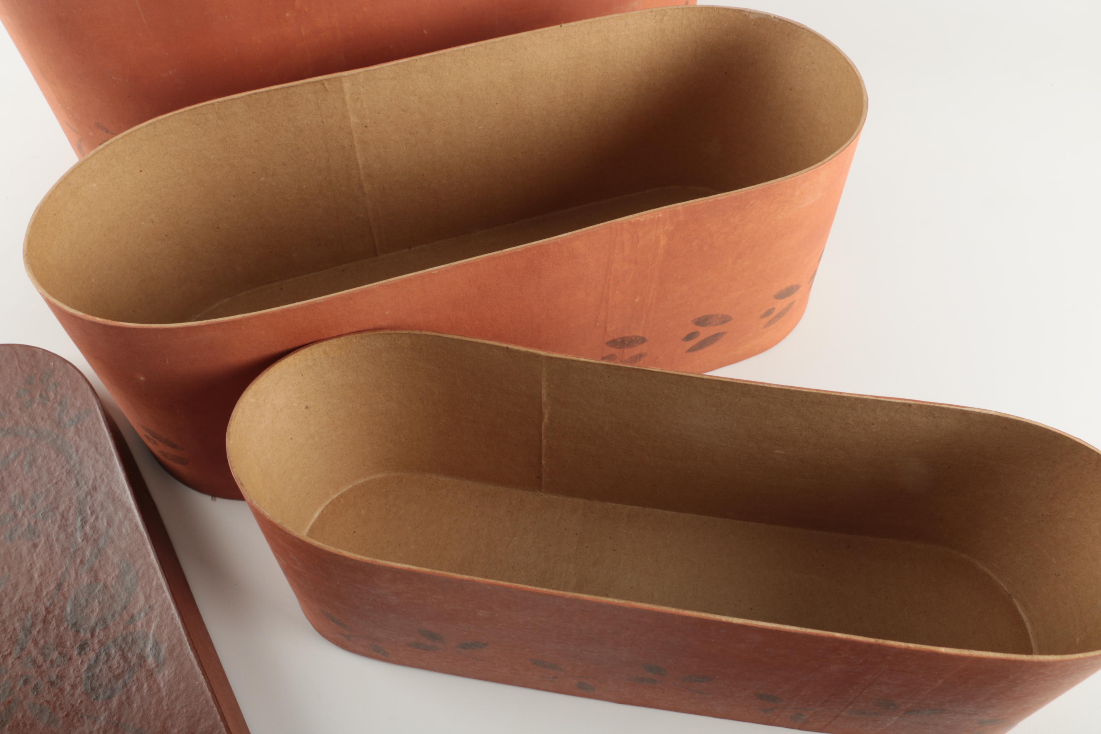 Three Nesting Cardboard Panty Boxes with Stenciled Decorations