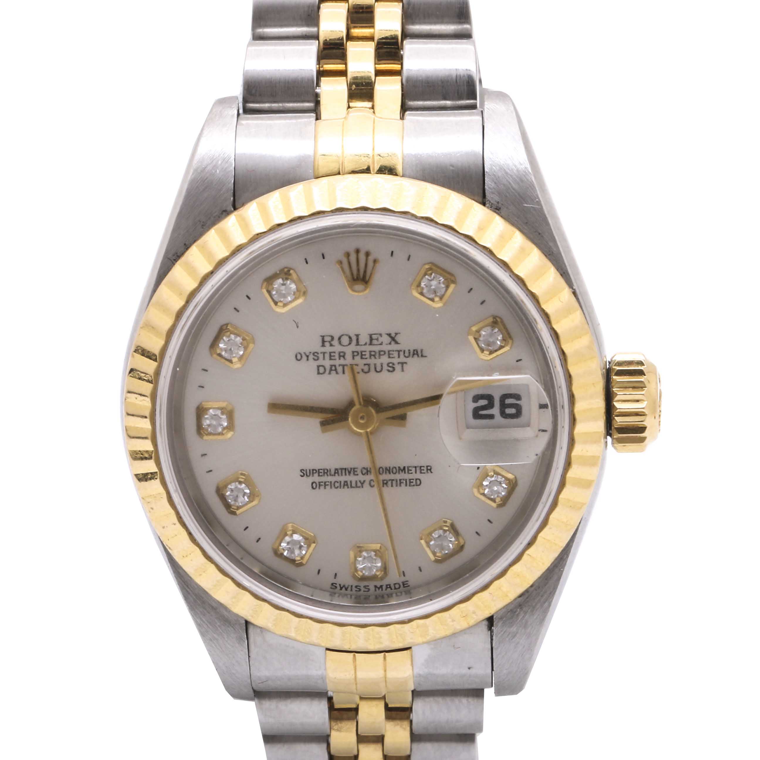 Rolex 18K Yellow Gold and Stainless Steel Perpetual Datejust Diamond Watch