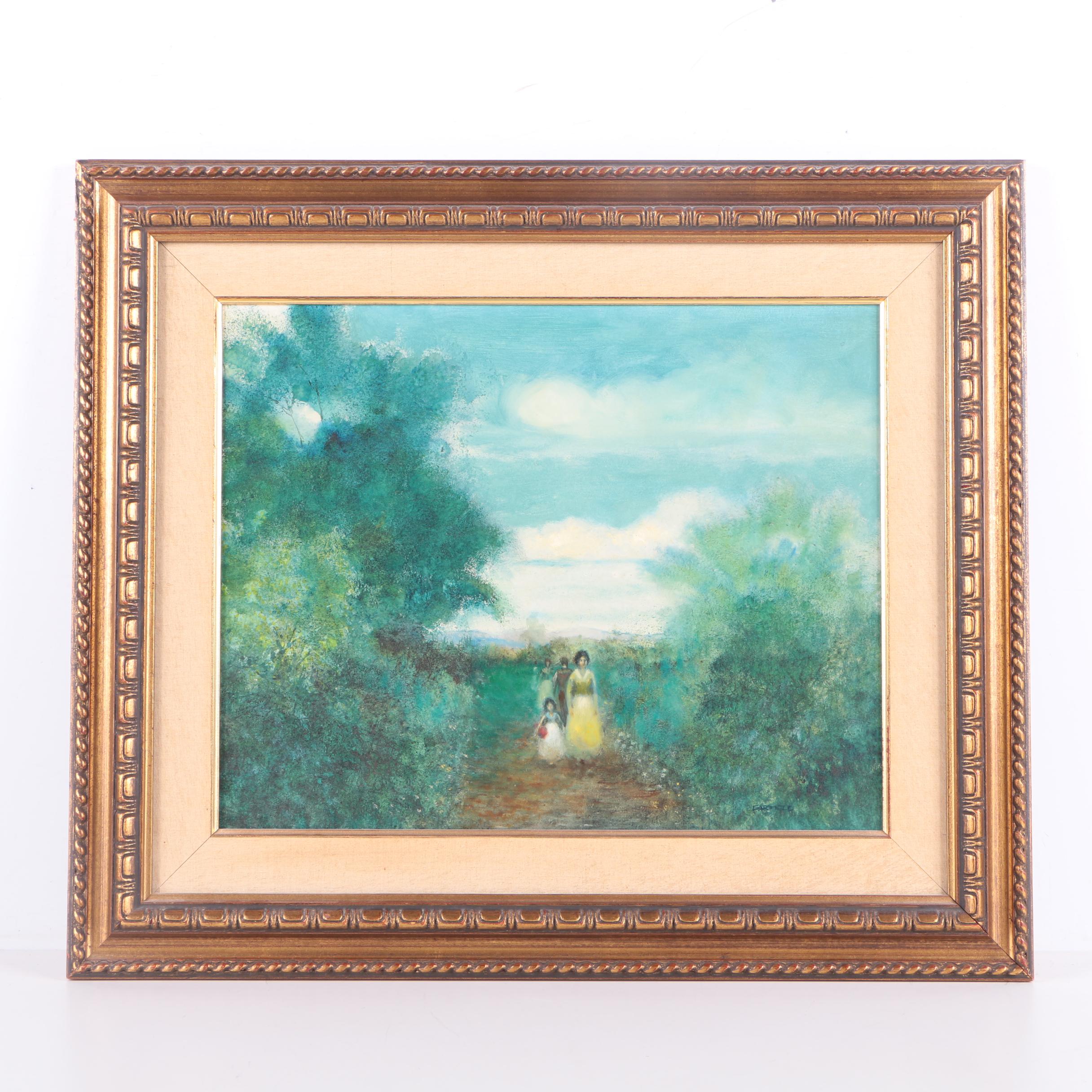 Signed Garfield Oil Painting on Panel of Countryside