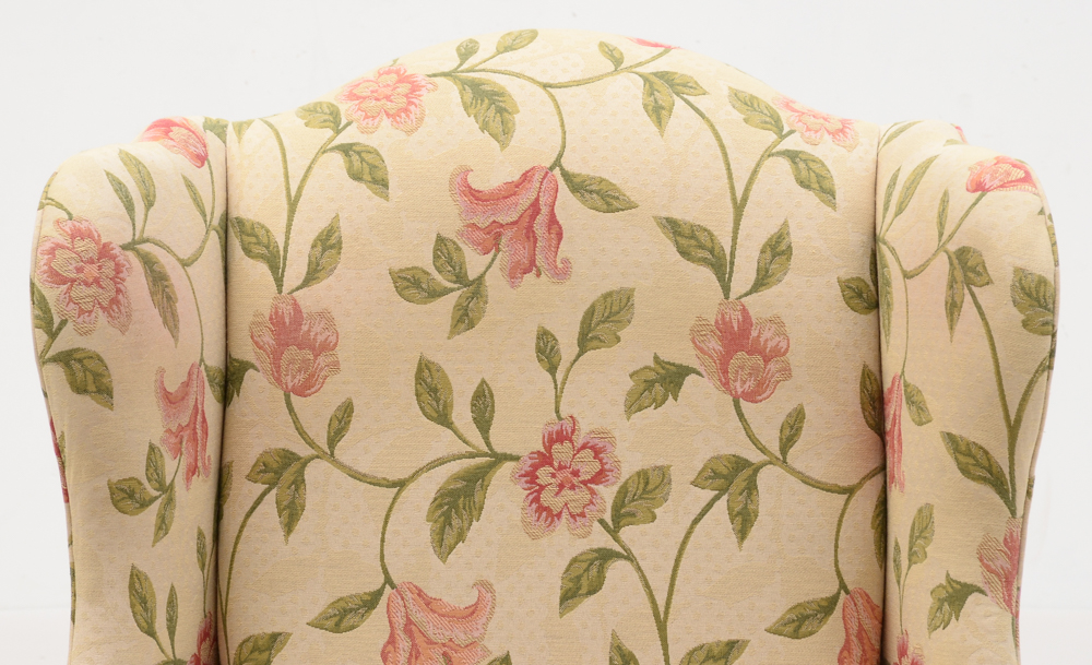 Pair of Floral Upholstered Wing Chairs